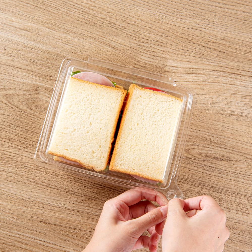 Restaurantware Tamper Tek 6.8 X 5.7 X 1.7 Inch Rectangle Take Out Containers 100 Durable Sandwich To-Go Containers - Tamper-Evid