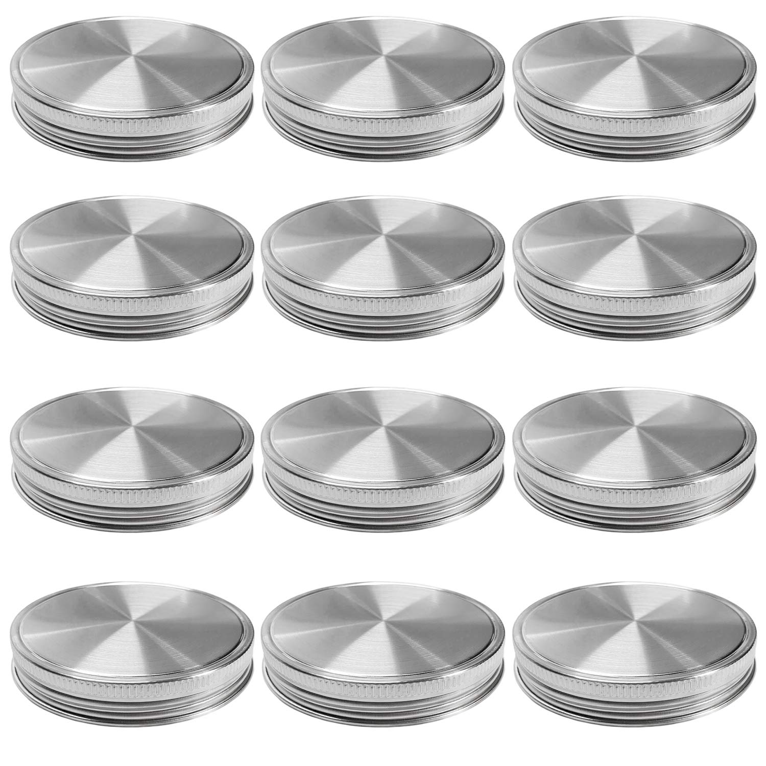 Stainless Steel Mason Jar Lids, Storage Caps With Silicone Seals For Wide Mouth Mason Canning Jars, Polished Surface, Reusable A