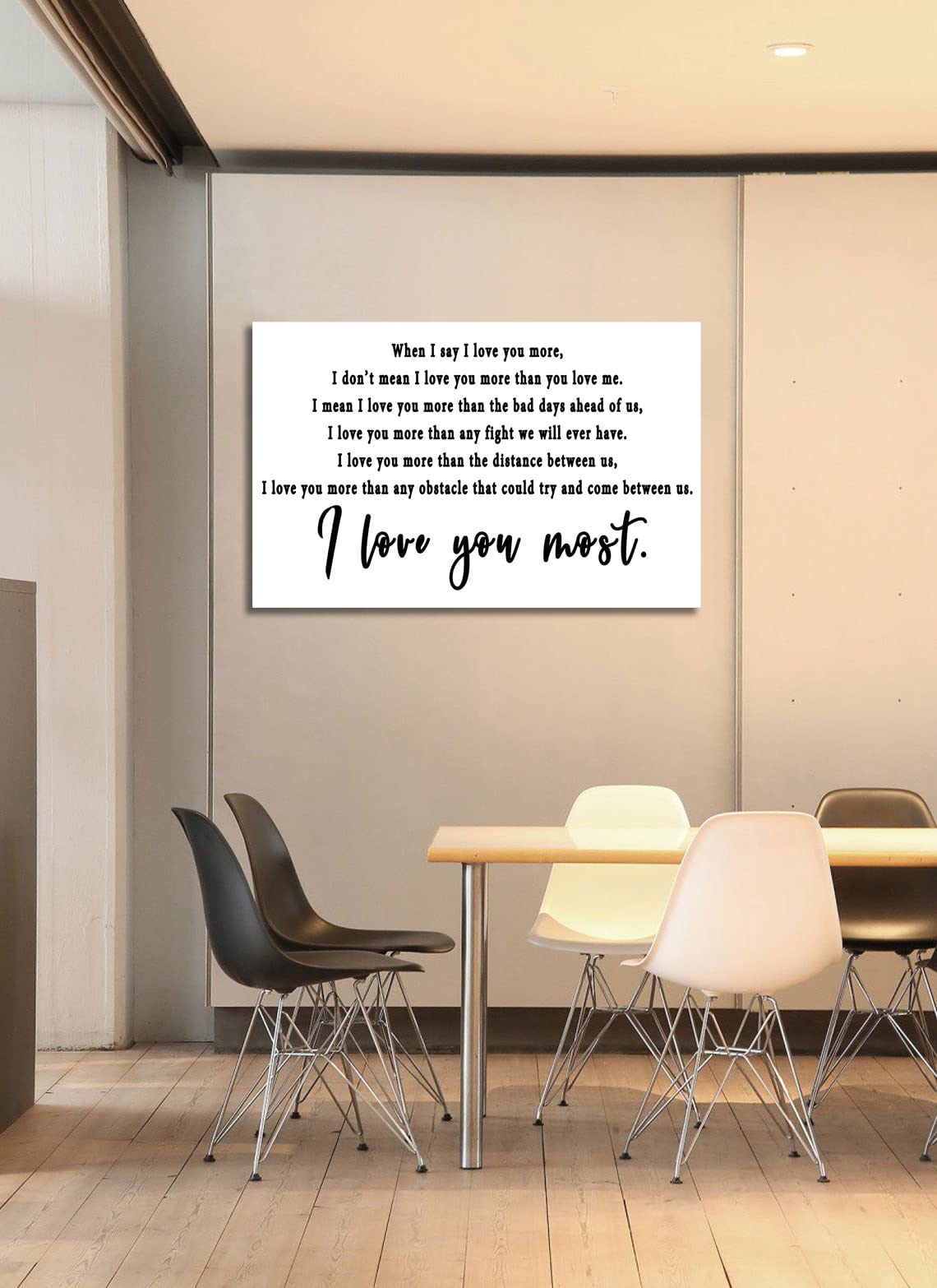 Nlktiyc I Love You More Wall Art,When I Say I Love You More Canvas Print,I Love You Most Decor,Black And White Master Bedroom Pi