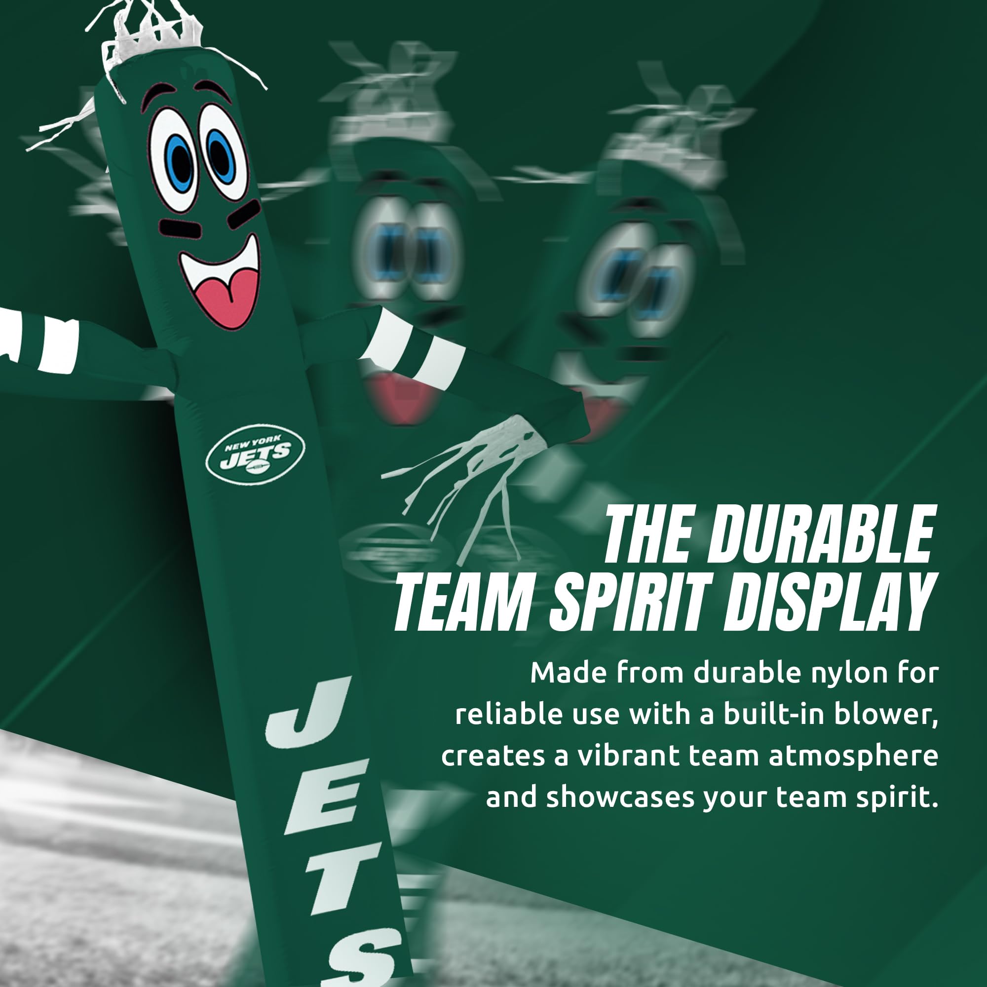 Sporticulture NFL Football New York Jets Wacky Waving Inflatable Tube Guy with LED Lights & Built-in Blower Air Wacky Dancers NF