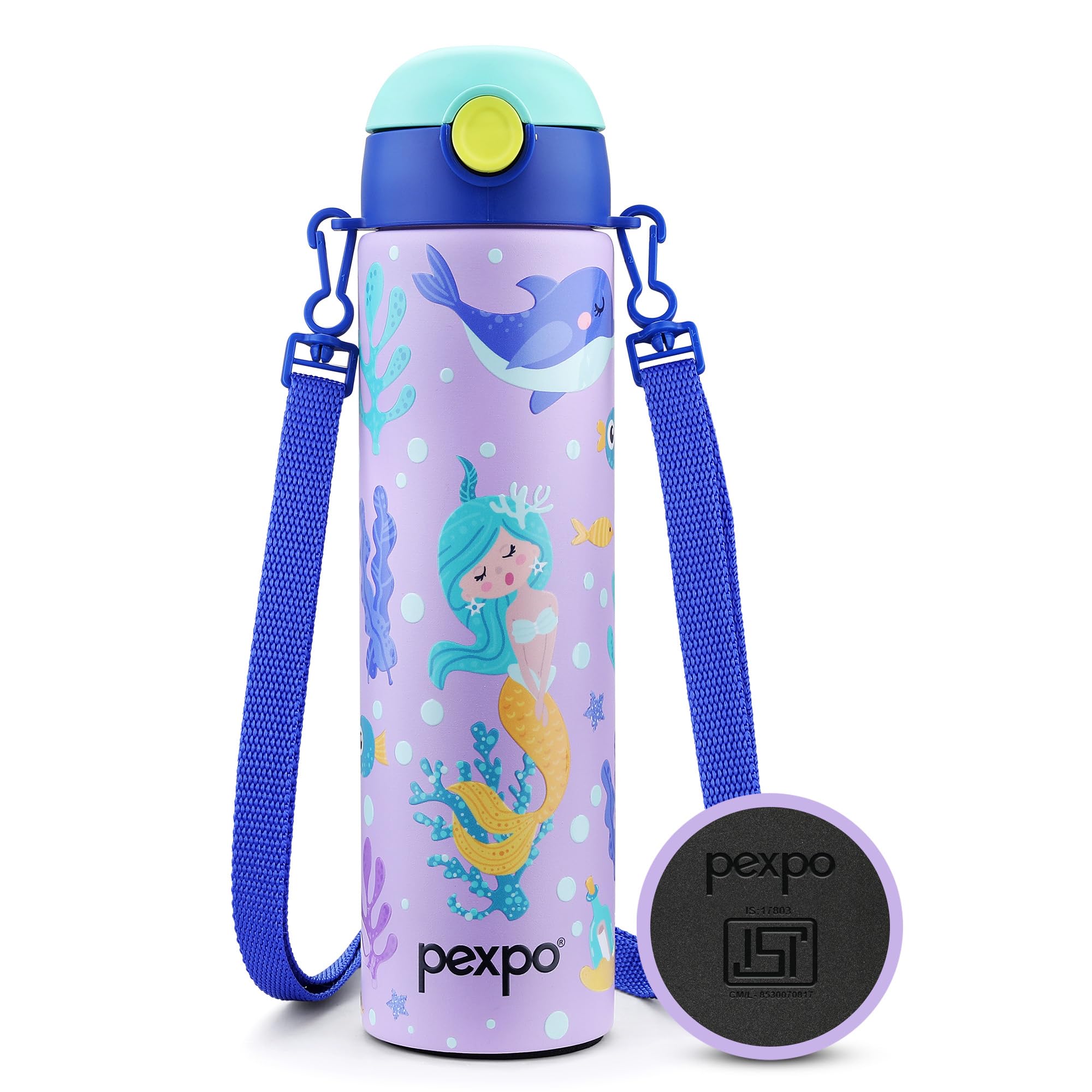 Pexpo Sporty Isi Certified Stainless Steel Water Bottle For School Kids - 700Ml | 6+ Years | Sipper Cap | Leakproof & Bpa Free |
