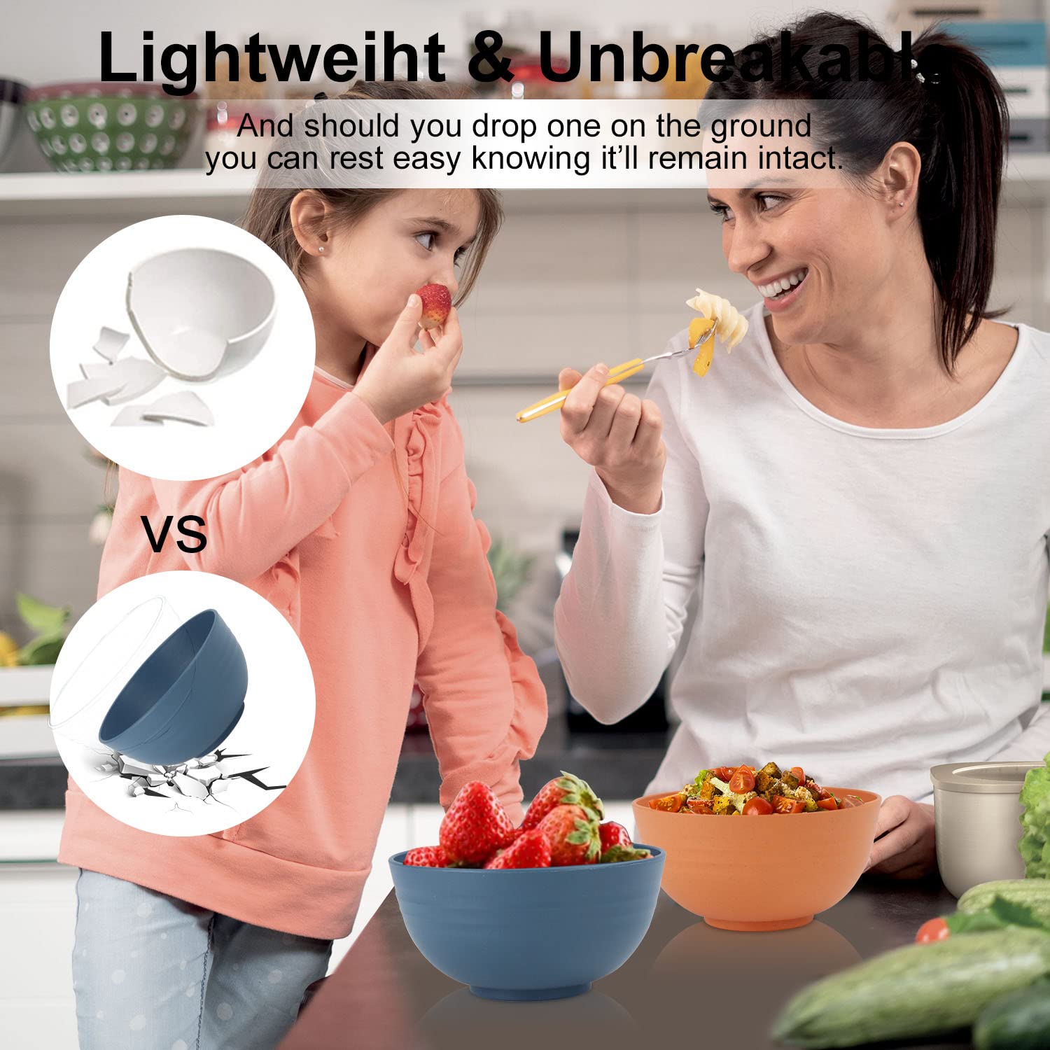 28 Piece Wheat Straw Dinnerware Sets,Dishwasher & Microwave Safe Plates And Bowls Sets - Unbreakable Plastic Dinnerware Sets For