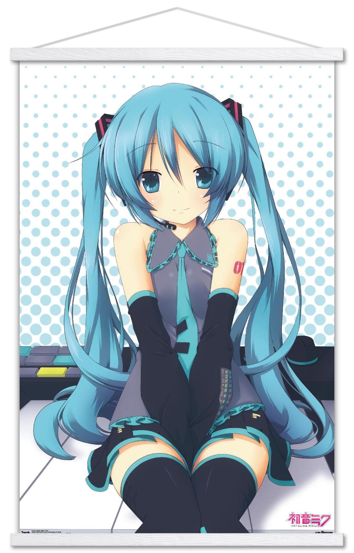 Trends International Hatsune Miku - Keys Wall Poster, 22.375'' X 34'', Print And White Hanger Bundle