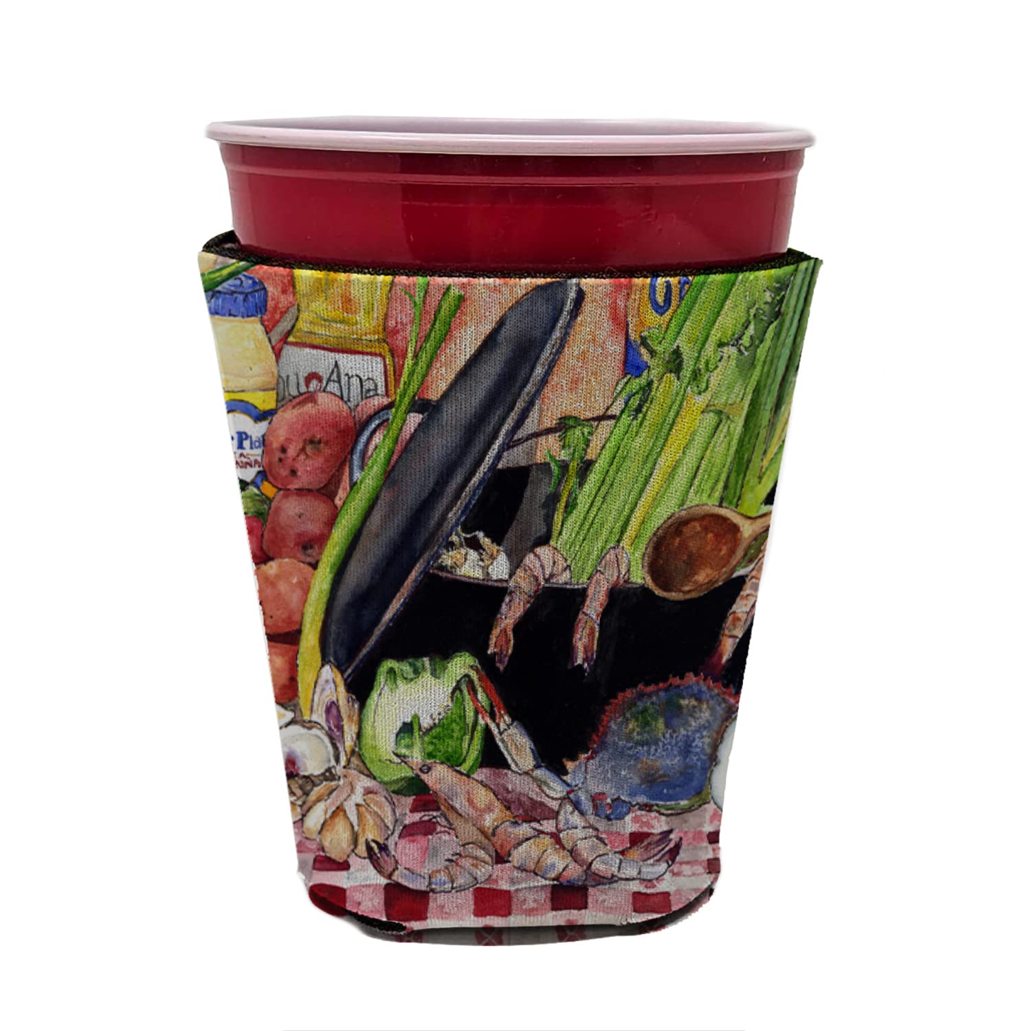 Gumbo and Potato Salad  Red Solo Cup Beverage Insulator Hugger