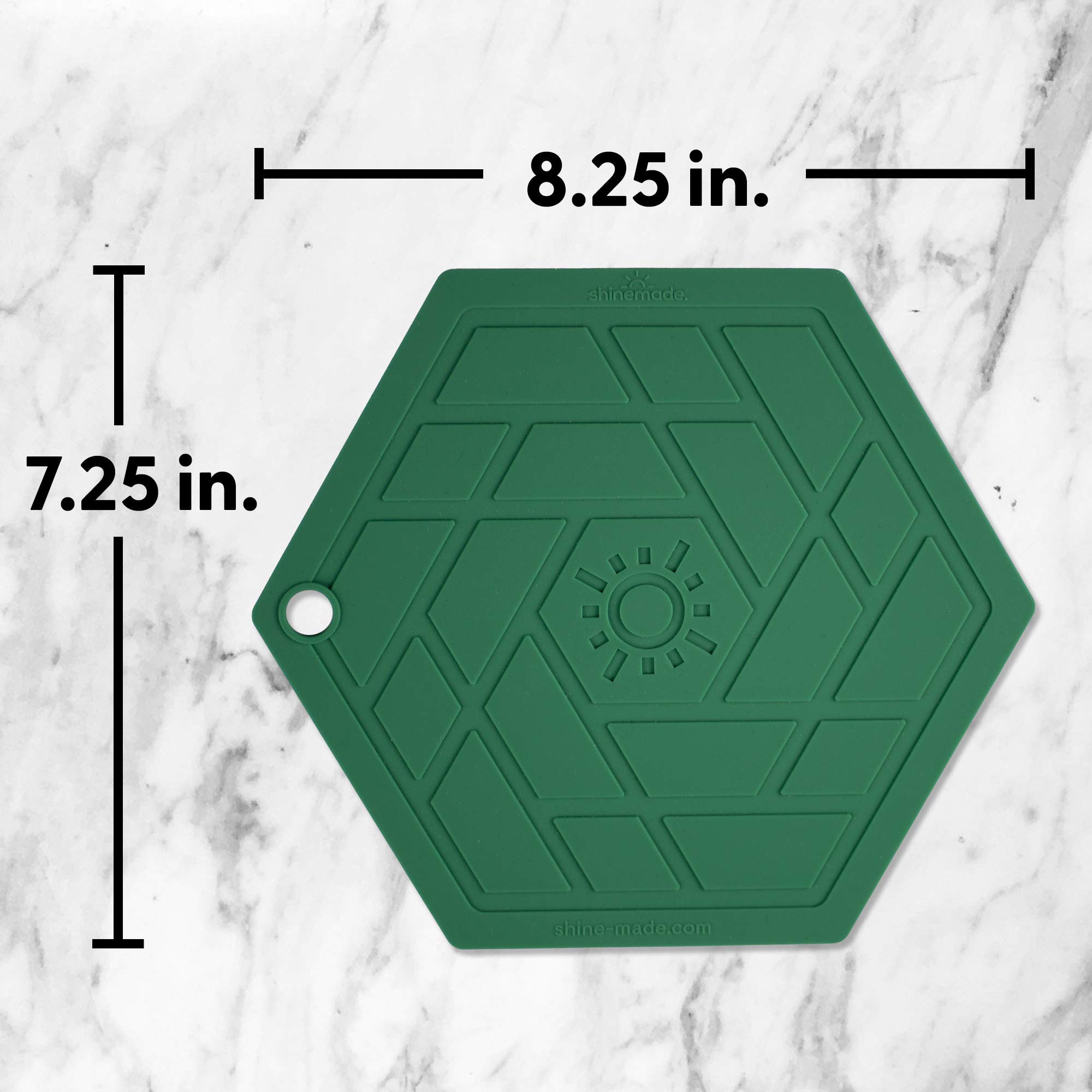 Shinemade Trivet Mat, Set Of 3 Silicone Pot Holder, Hot Pads, Potholder For Pots And Pans (Green Monstera)