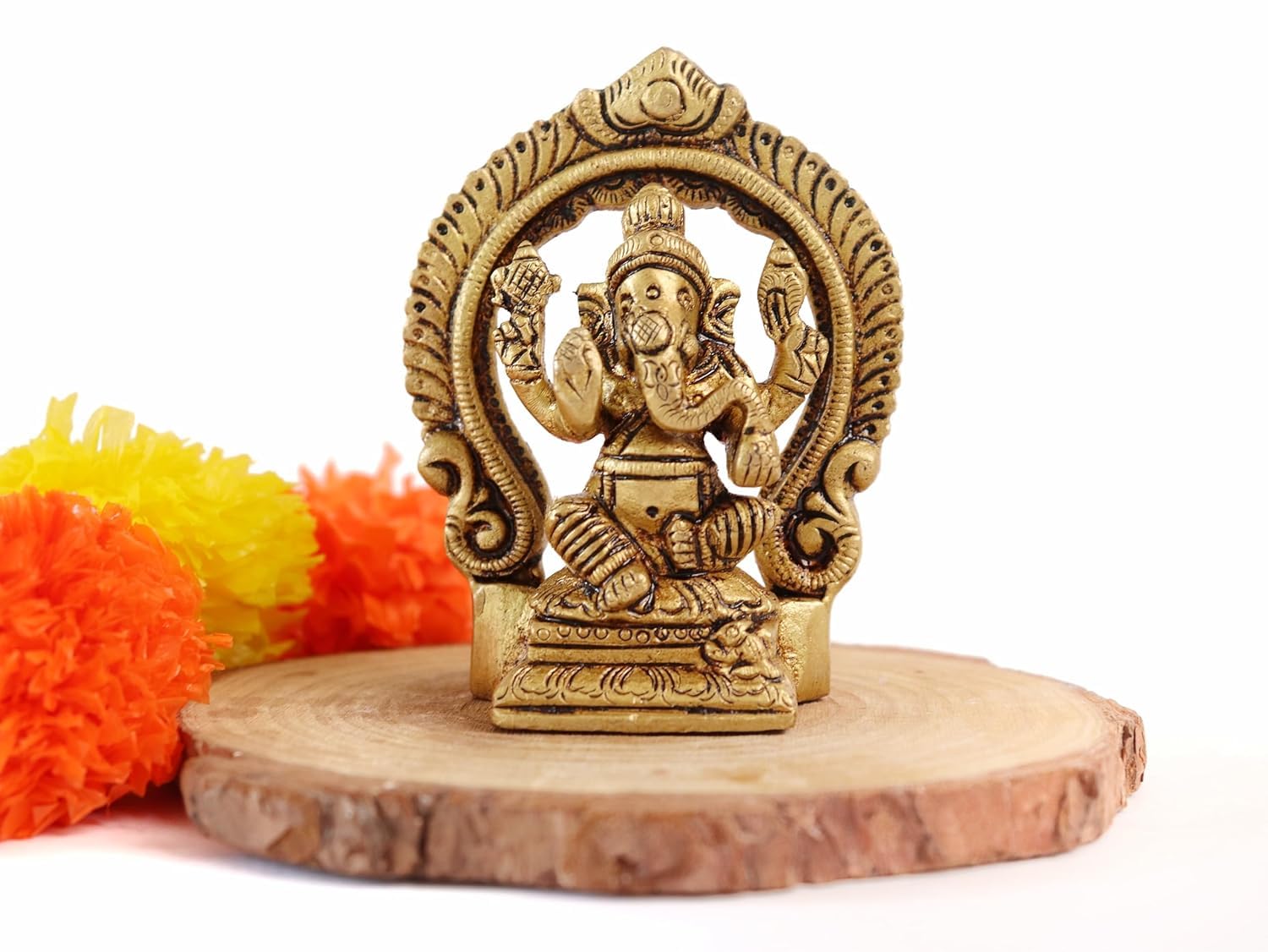 The Spiritual Living Pure 100% Brass Lakshmi Ganesh Idol | 3.5 Inch | Laxmi Ganesh Murti | Pital | Ganpati And Laxmi For Pooja |