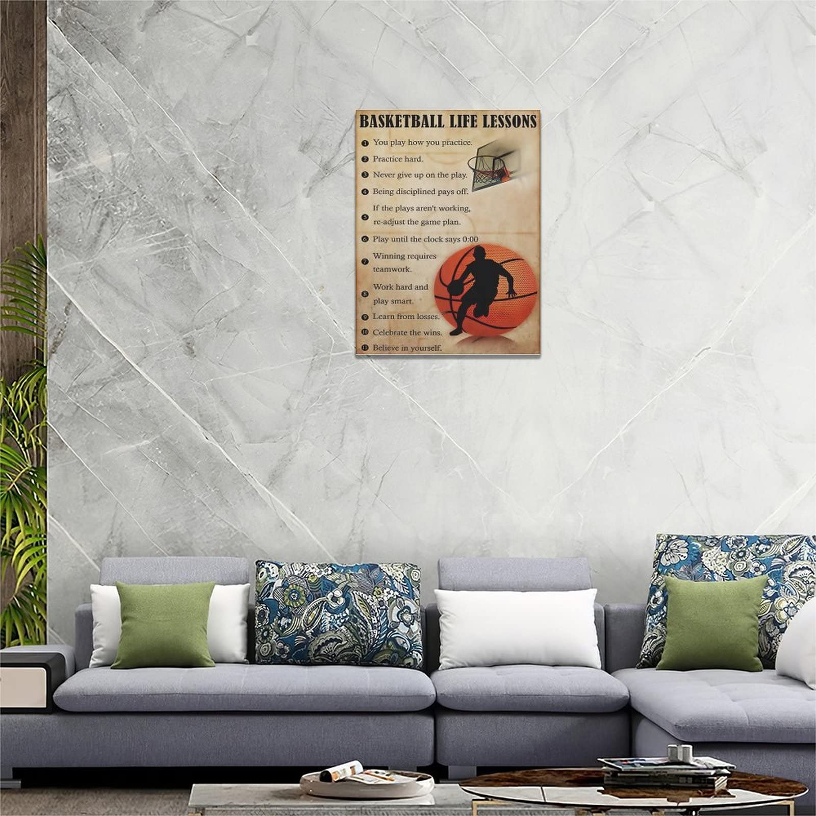 Basketball Life Lessons Wall Art Basketball Pictures Canvas Wall Decor Gifts For Basketball Player Boy Man Motivational Sports P