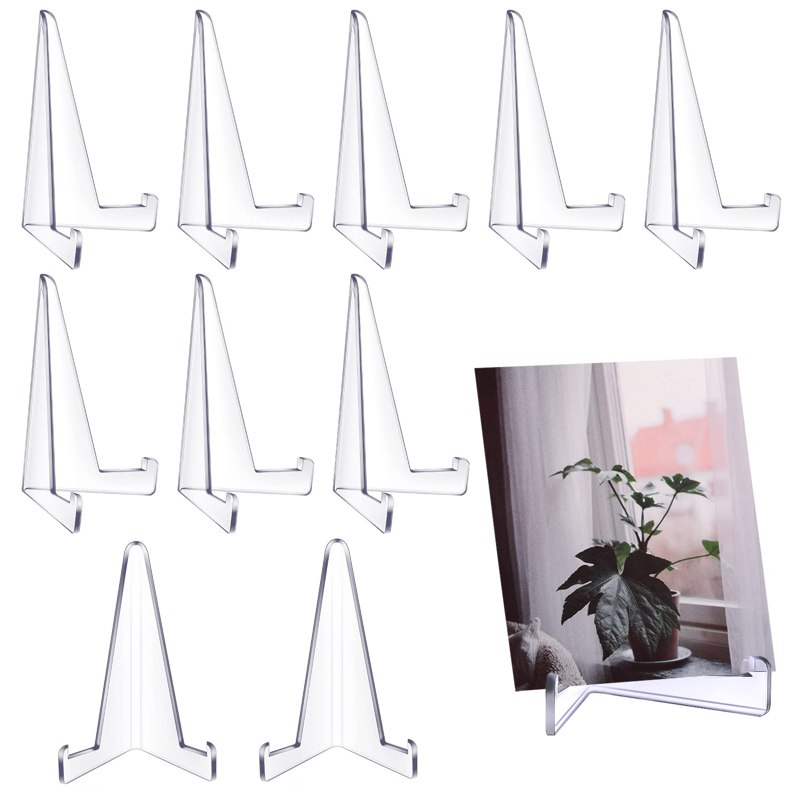 Bucherry 10 Pack Acrylic Easel Stand for Display Mini Plastic Plate Holder for Pictures Photo Frames Coins Cards Collection Smal