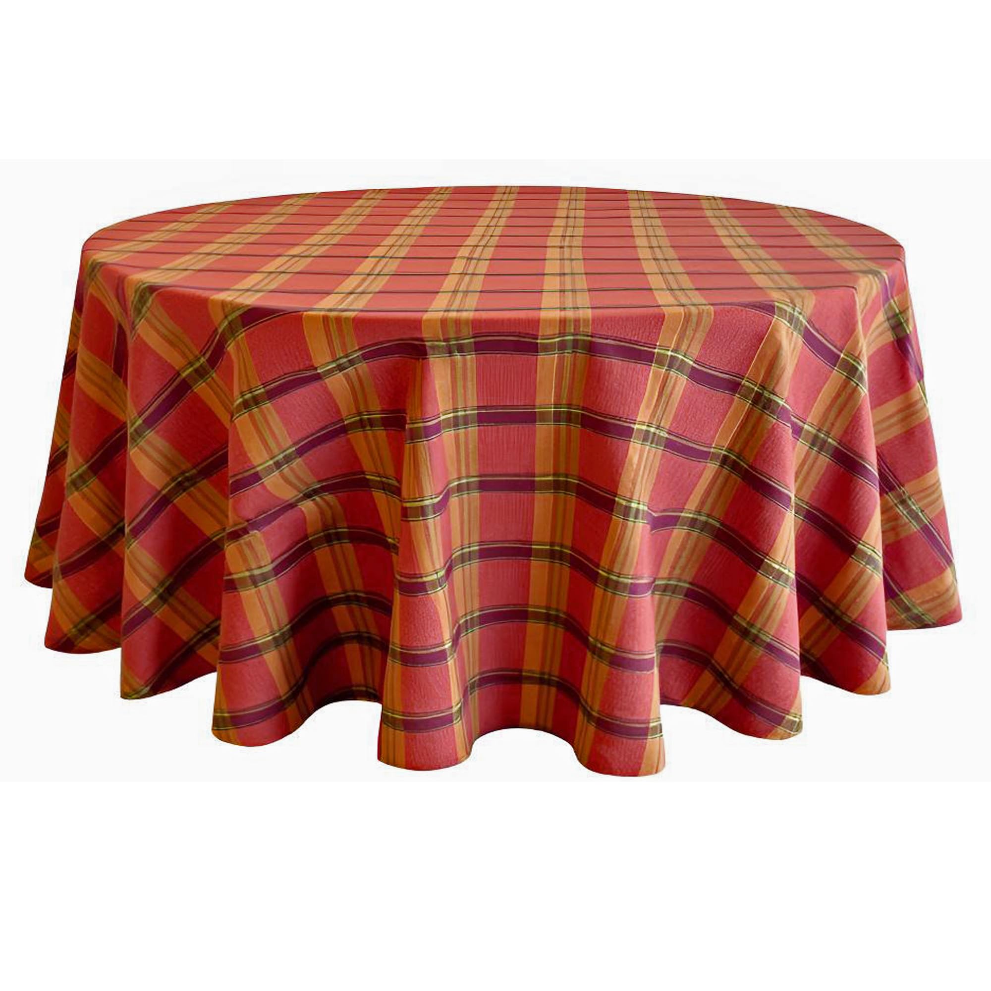 Lintex Contemporary Shimmer Autumn Plaid Fall and Thanksgiving Cotton Fabric Tablecloth  Shimmery Copper Lurex Plaid Dining Roo