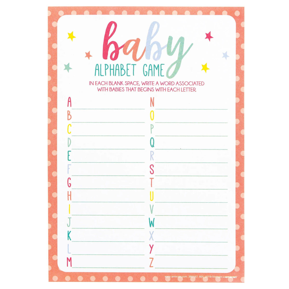 Exciting Multicolor Paper Party Games - 5'' X 7'' (Pack Of 24) - Perfect For Baby Showers, Announcements, Birthdays & Gender Rev