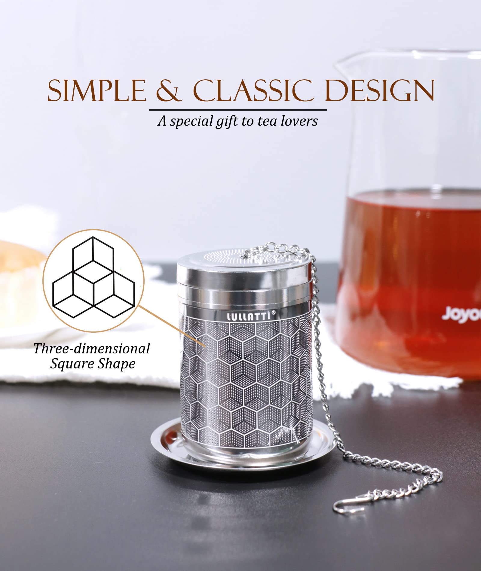 LULLATTI Large Tea Infuser - 304 Stainless Steel Tea Ball Strainer, Extra Fine Mesh, Fits Most Teapots & Mugs, 1 Pack