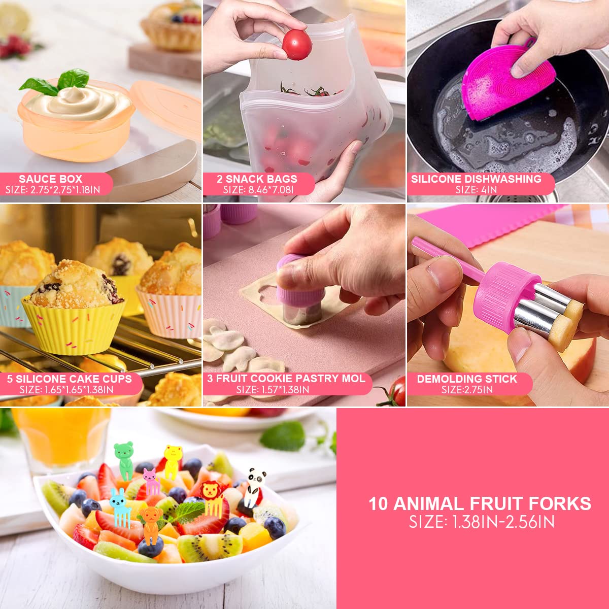 Xianke 27Pcs Bento Box Lunch Box Kit, 1300Ml Lunch Container For Kids/Adults, Leak-Proof Box 4 Compartments With Utensils Spoon