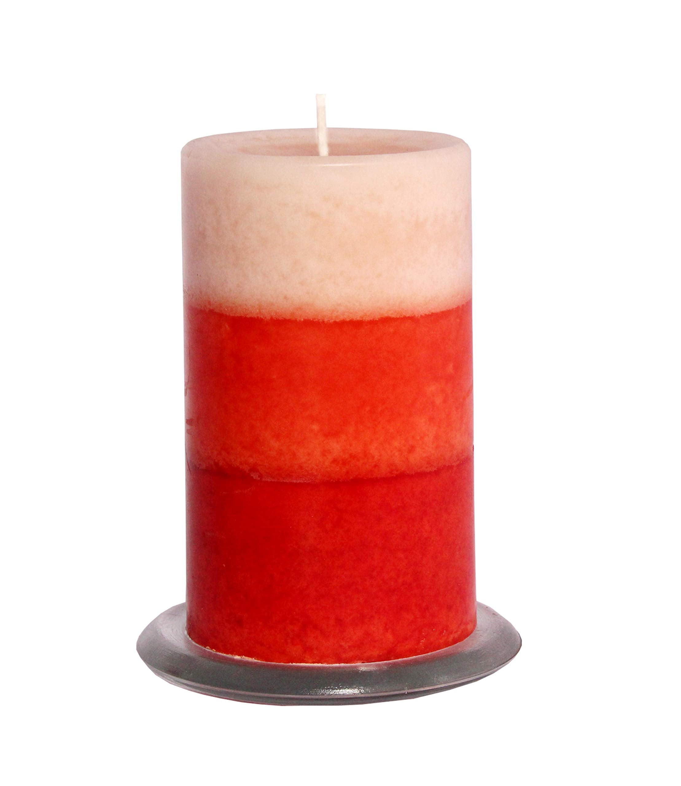 Pure Indian Candle Hand Poured Tri Tone Pomelo Scented Chunk Rustic Pillar Candle