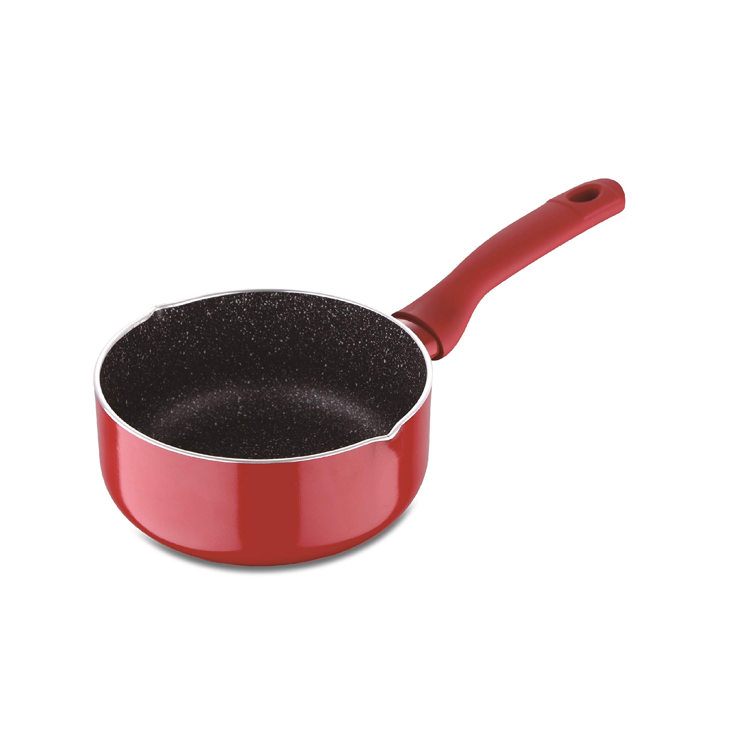 Bergner Bellini Plus Induction Base, Soft Touch Handle, Food Safe (Pfoa Free), 5 Layer Marble Aluminium Non Stick Saucepan  16 