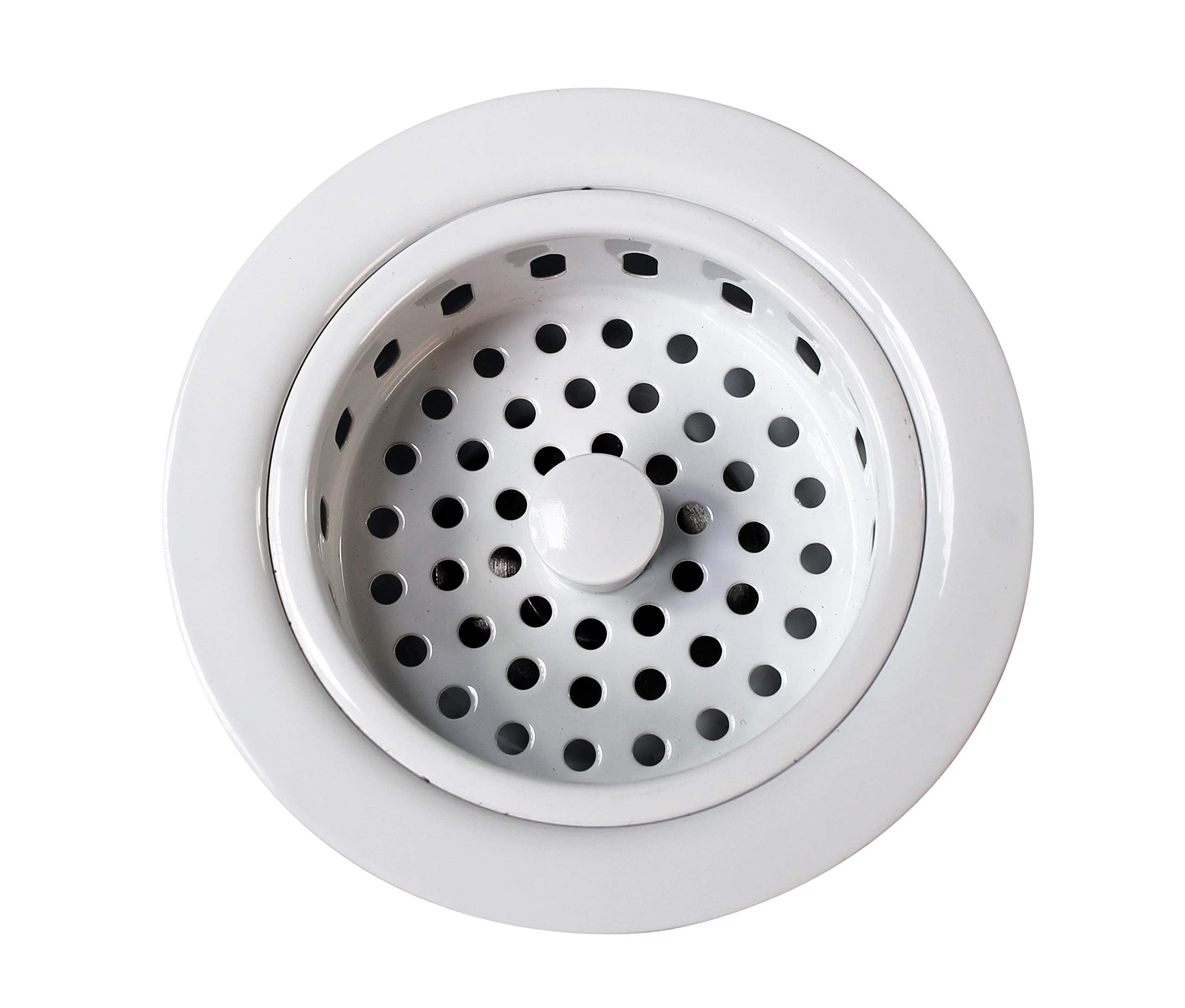 Westbrass A214-50 3-1/2'' Post Style Large Kitchen Sink Basket Strainer, 1-Pack, Powder Coat White