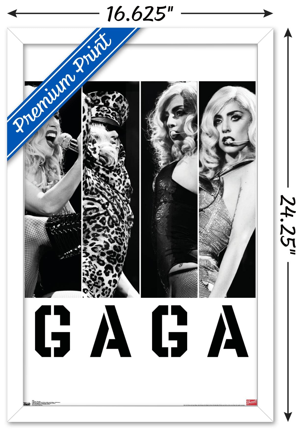 Trends International Lady Gaga - Photo Bars Wall Poster, 14.725'' X 22.375'', White Framed Version