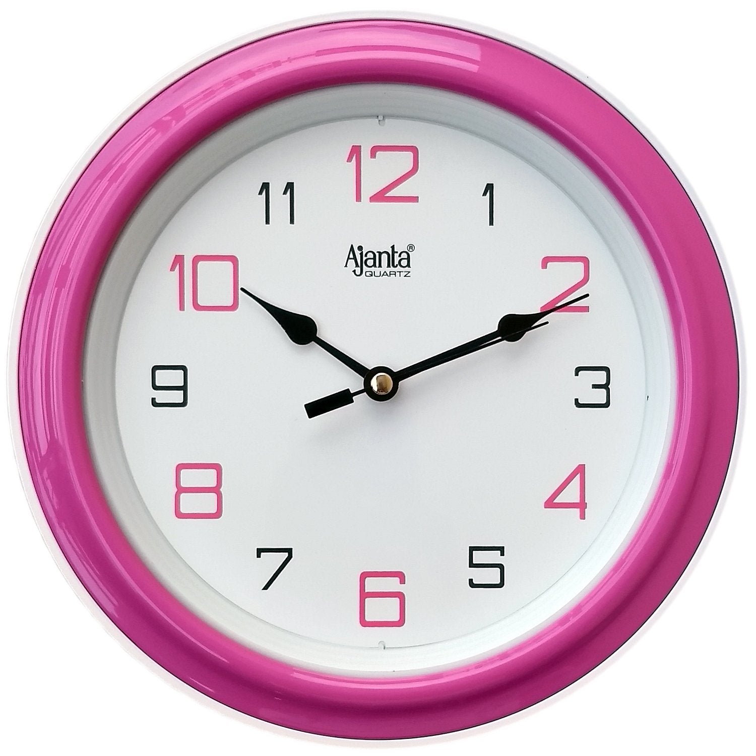 Ajanta Plastic Step Movement 8 Inches Analog Wall Clock (Pink, 20Cm X 20Cm)