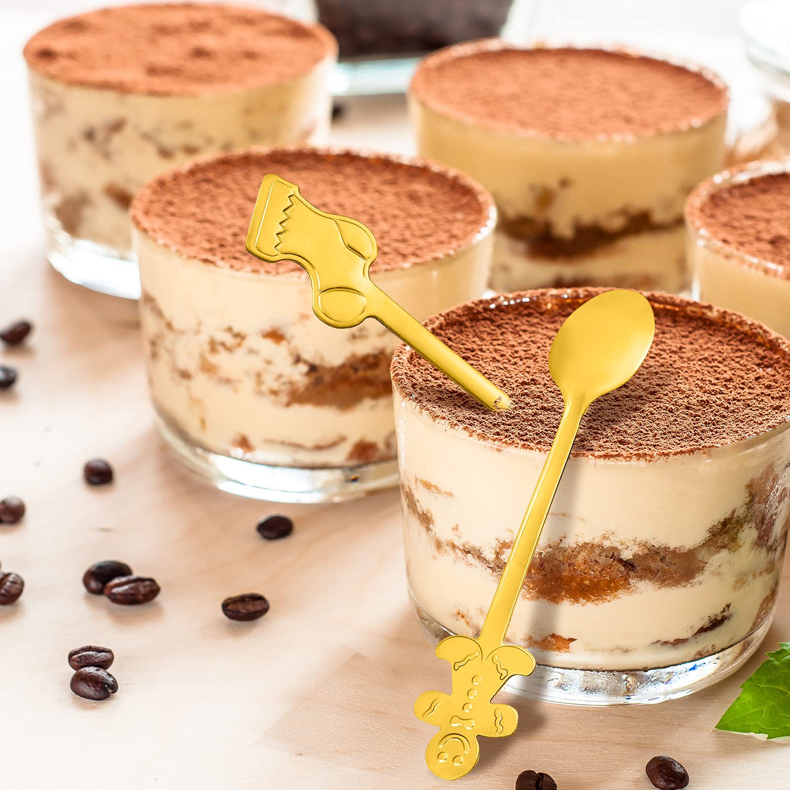 16 Pieces Christmas Spoon Set Christmas Stirring Spoon Creative Stainless Steel Coffee Spoon Tea Spoon Soup Spoon Dessert Spoon