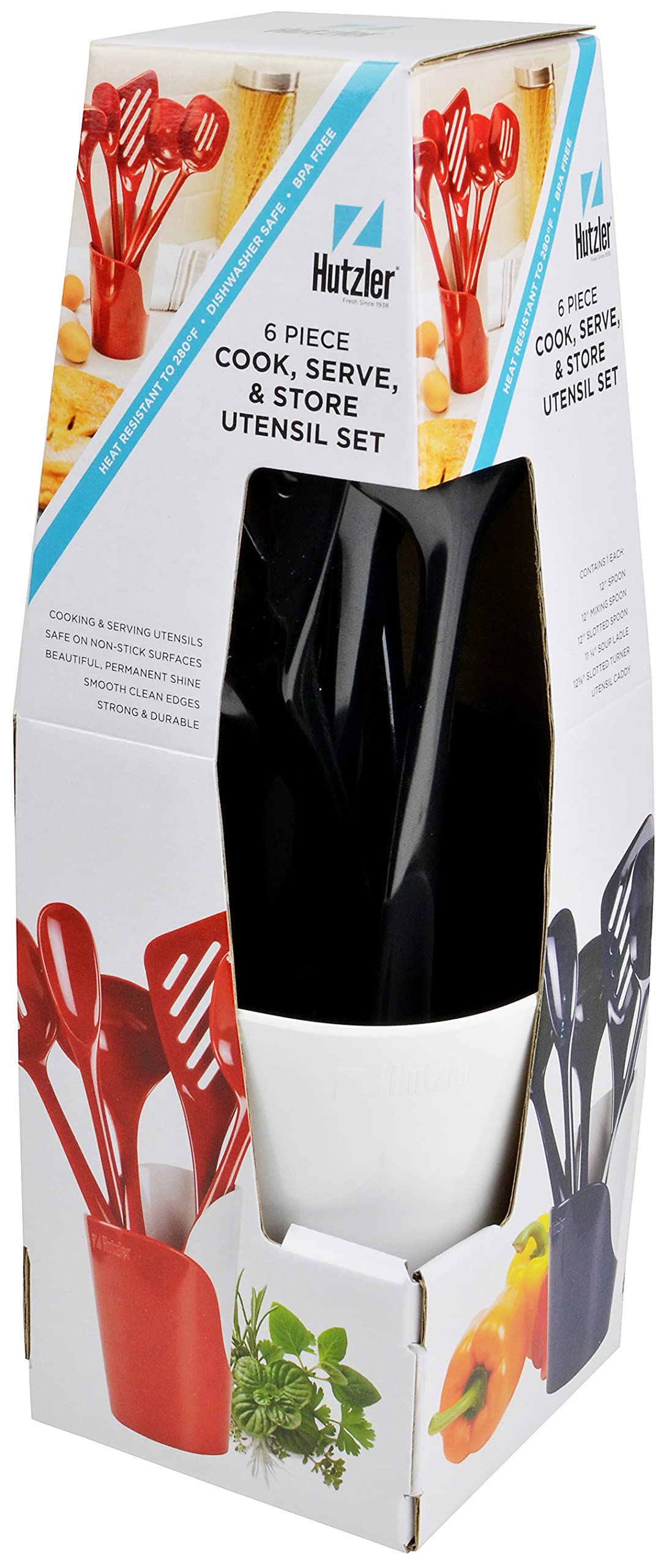 Hutzler Melamine Cooking Utensils And Crock Set, 6-Pc, Black