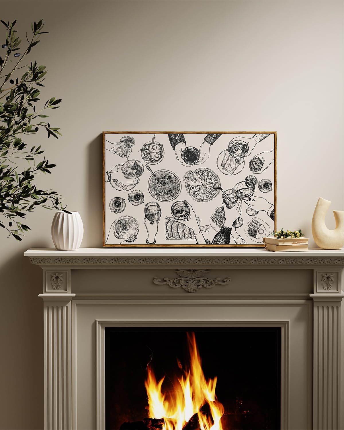 Insimsea Framed Wall Art For Living Room Abstract Modern Dining Room Canvas Art Wall Decor Rustic Artwork Farmhouse Oil Painting