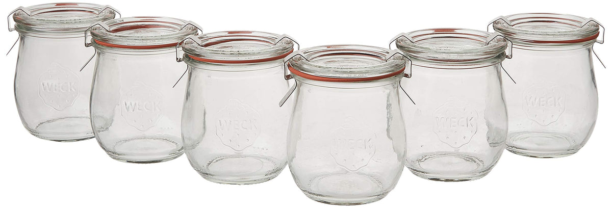 Mini Tulip Jelly Jar With Glass Lids 6 Rings And 12 Clamps, 6 Count (Pack Of 1)
