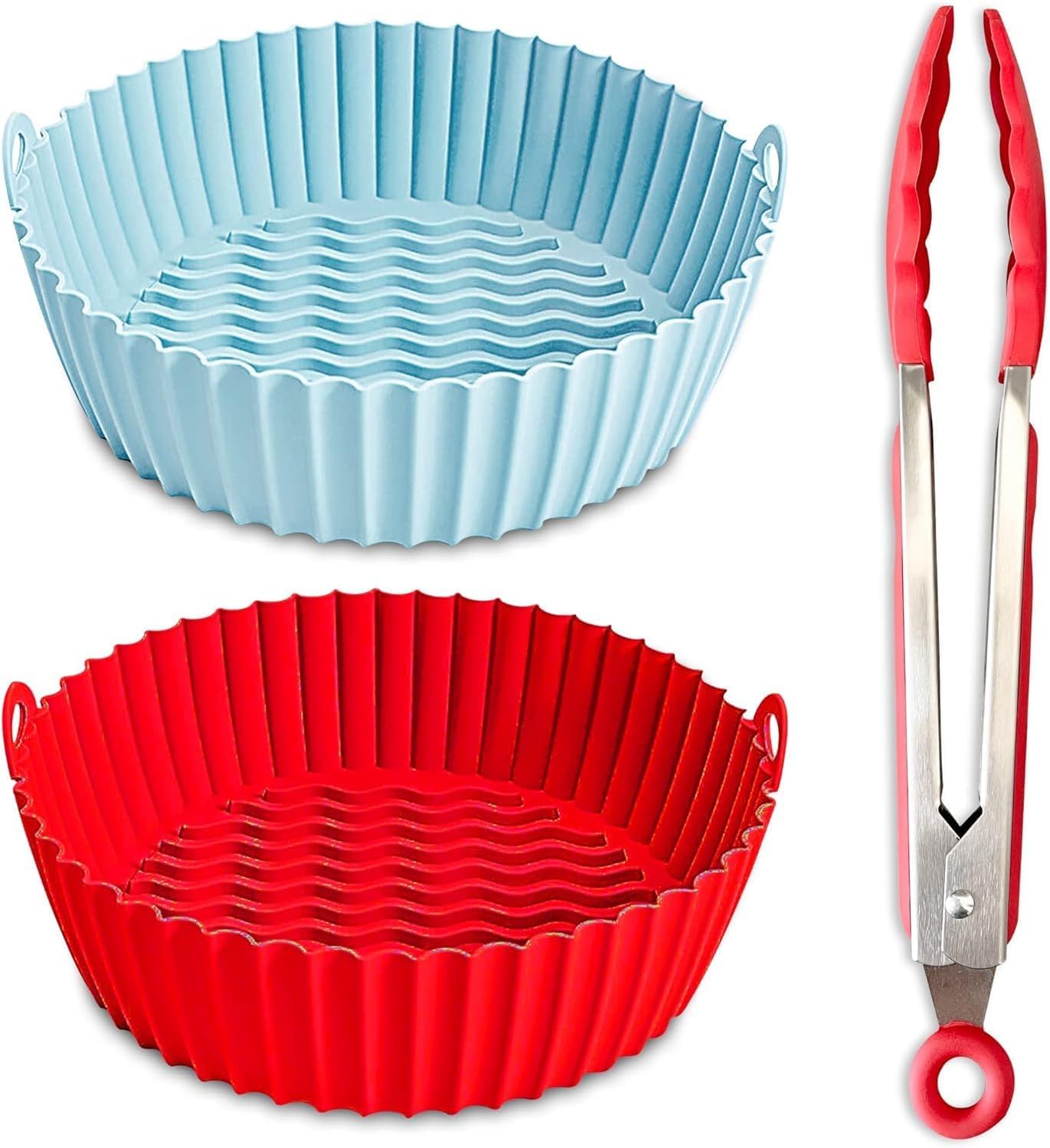 Itusha2 Reusable 8 Silicone Air Fryer Liners For 35 Qt Fryers & Non Stick Foldable Liners Airfryer Parchment Liner With Free 9