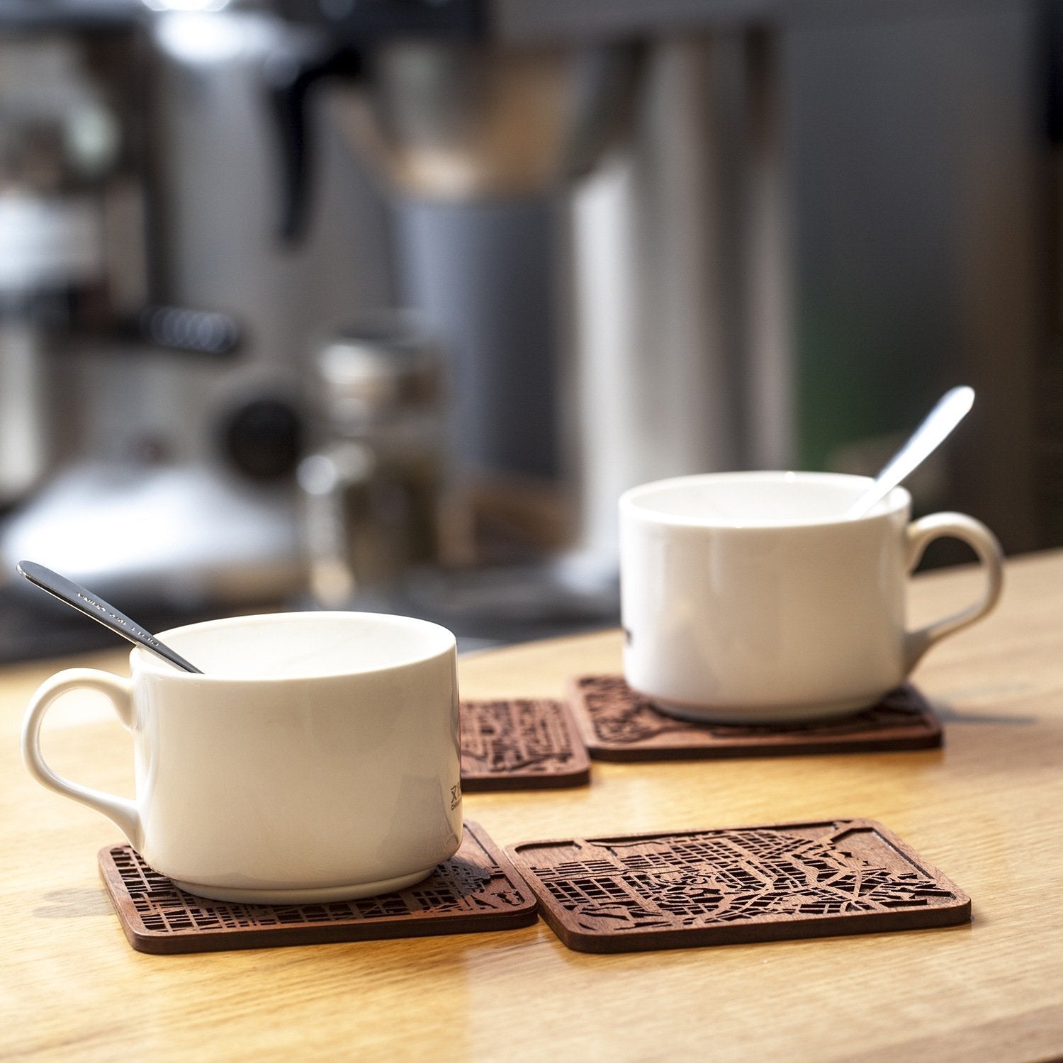 Toronto Map Coaster By O3 Design Studio, Set Of 4, Sapele Wooden Coaster With City Map, Handmade