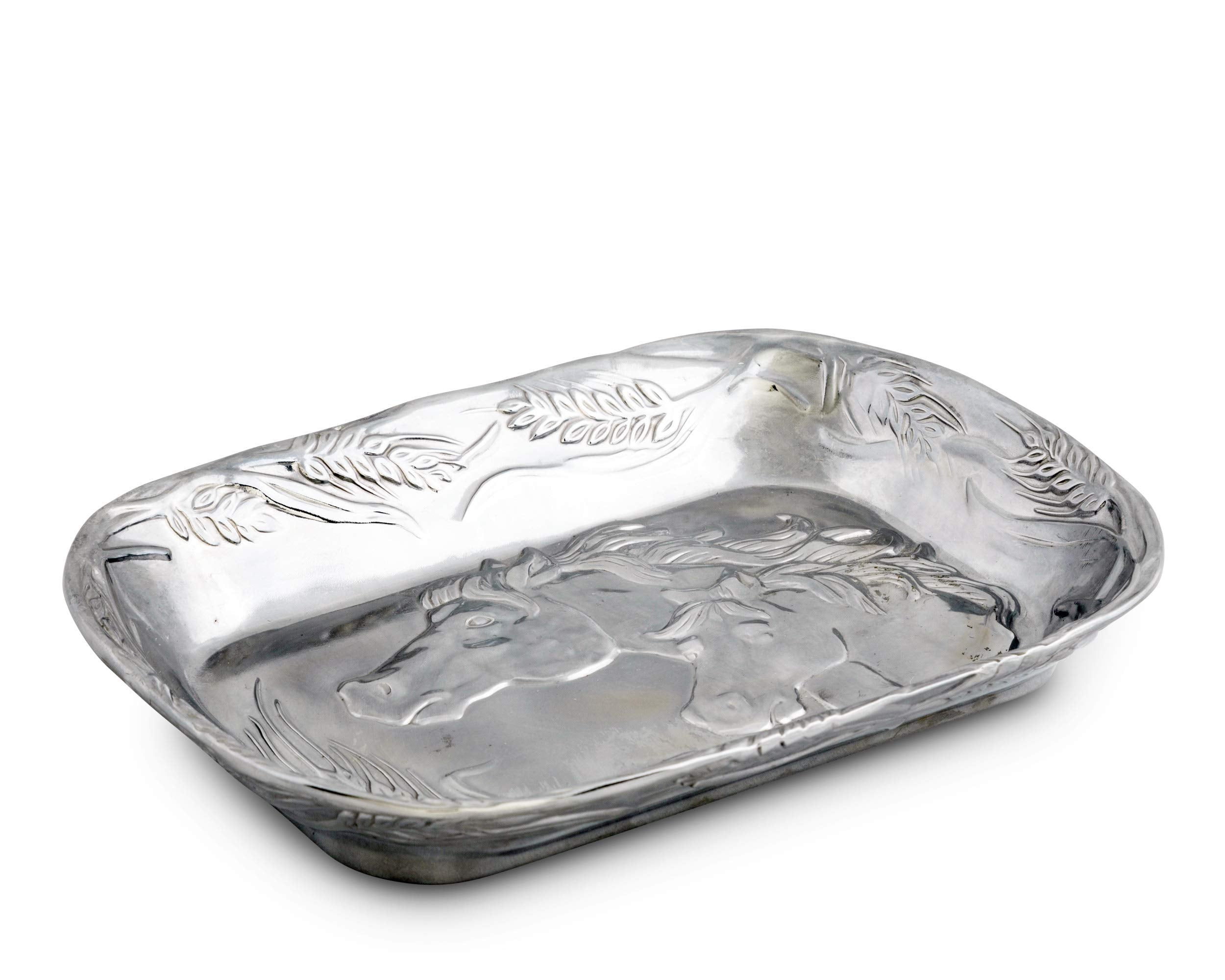 Arthur Court Aluminum Metal Horse Equestrian Food Service Tray, Desktop Storage Organizer, Catchall, Valet, Nightstand Or Dresse