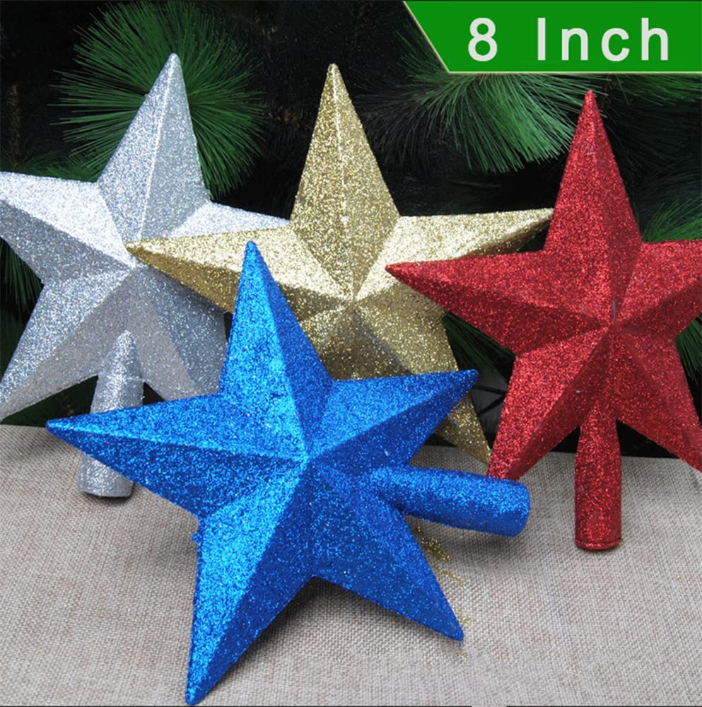 YYCRAFT Glitter Star Tree Topper Christmas Decoration-8 Inch,Royal