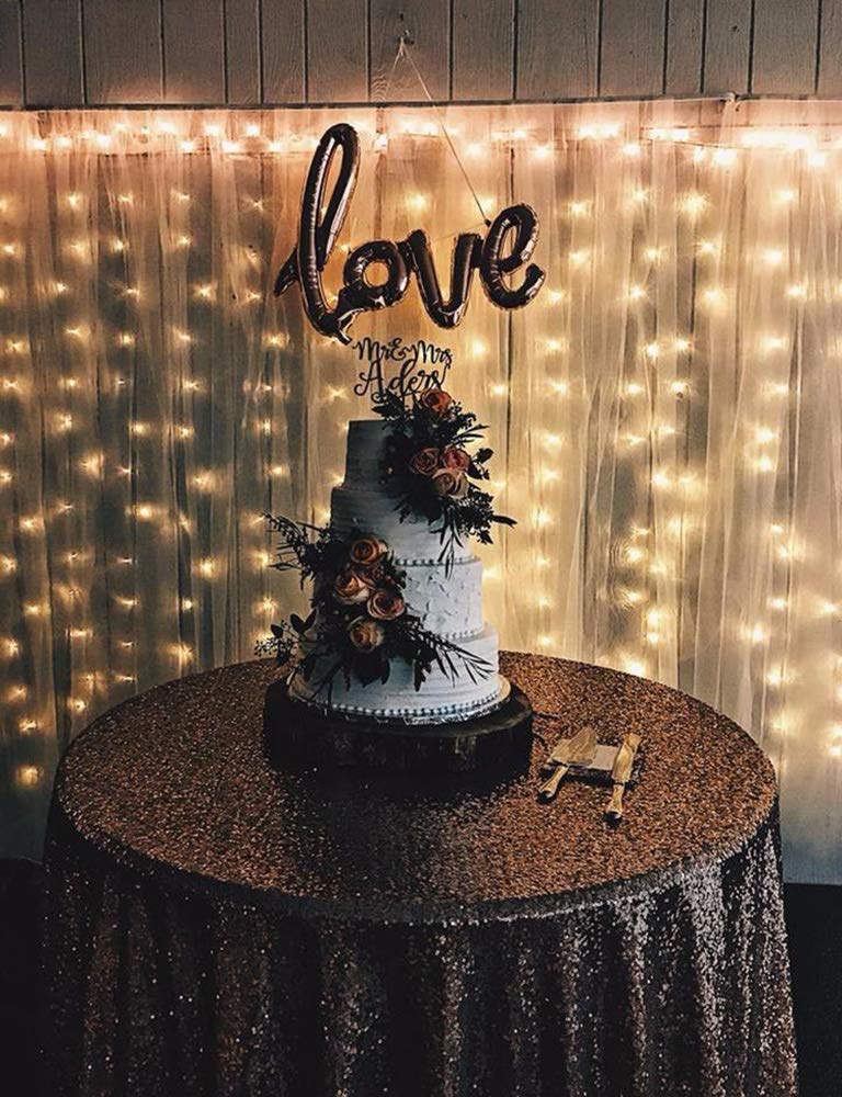 Jyflzq Rose Gold Sequin Tablecloth 70 Round Sparkly Drape Table Cloths Table Cover Overlay For Wedding Birthday Party Baby Brida
