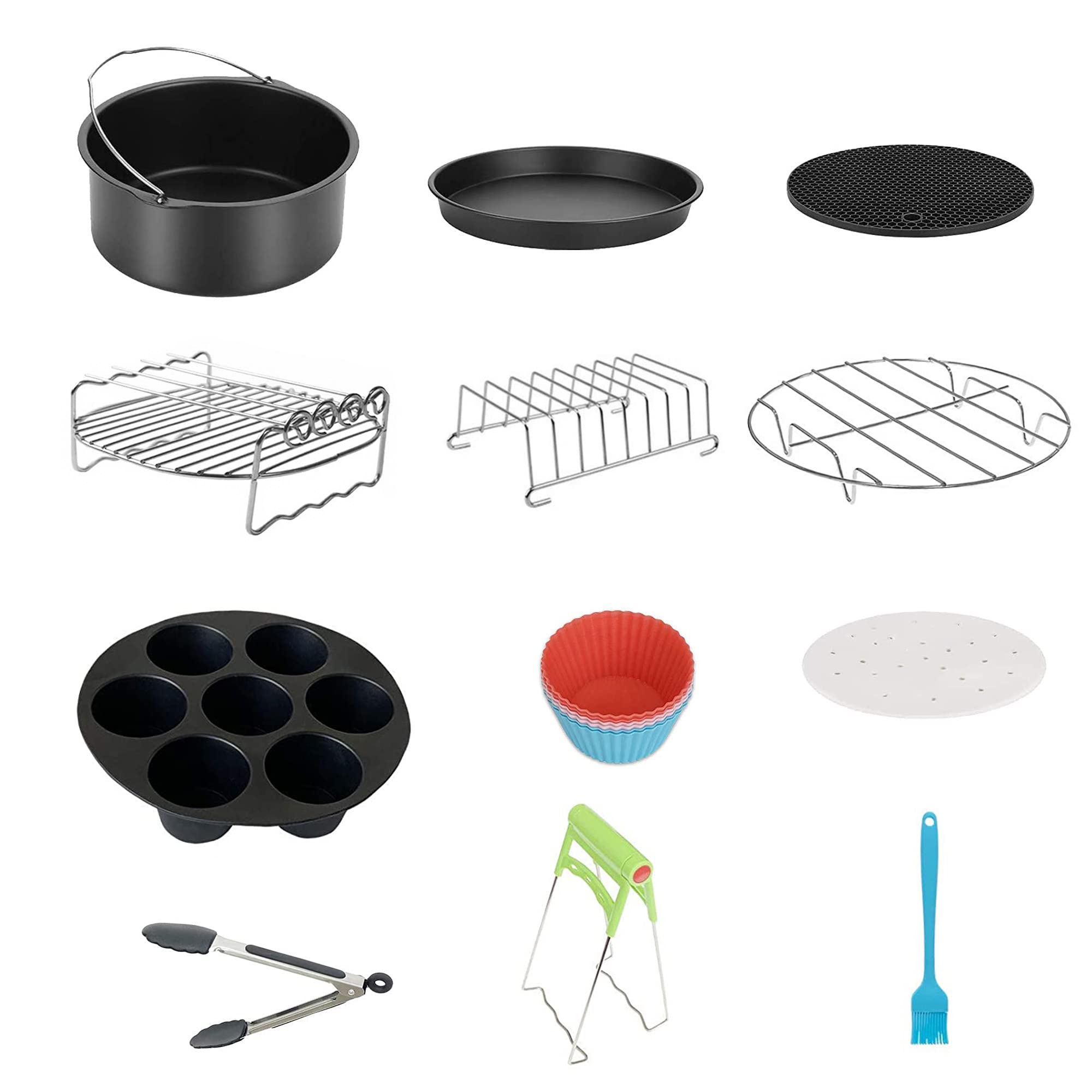 Geek Airocook Accez A2 Air Fryer Accessories Kit - 12 Accessories For Baking/Steaming/Boiling/Peeling/Whisking & Frosting Compat