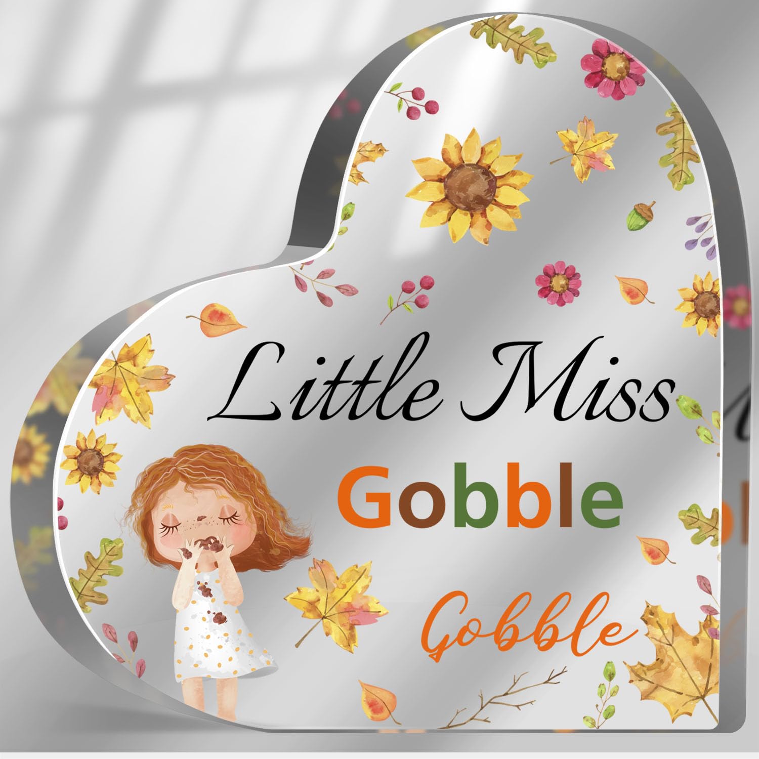 Funny Thanksgiving Gifts for Girls Daughter, Thanksgiving Decor for Table Desk Shelf, Fall Home Desk Decor Ornaments Indoor, Lit