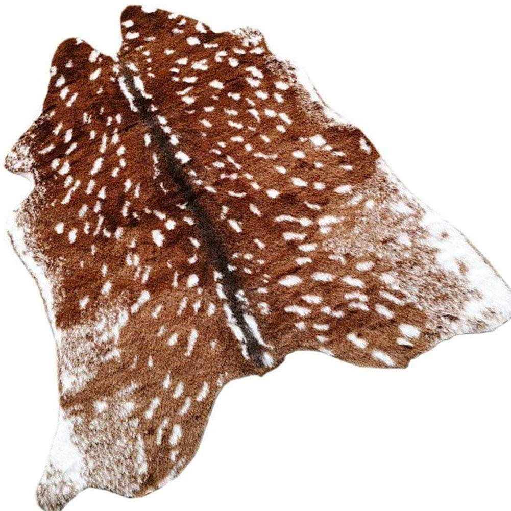 Faux Deer Rug Cowhide Rug Animal Rug Deer Print Rug Faux Cow Hide Western Area Rug Sika Deer Animals Mat Carpet for Home Living 