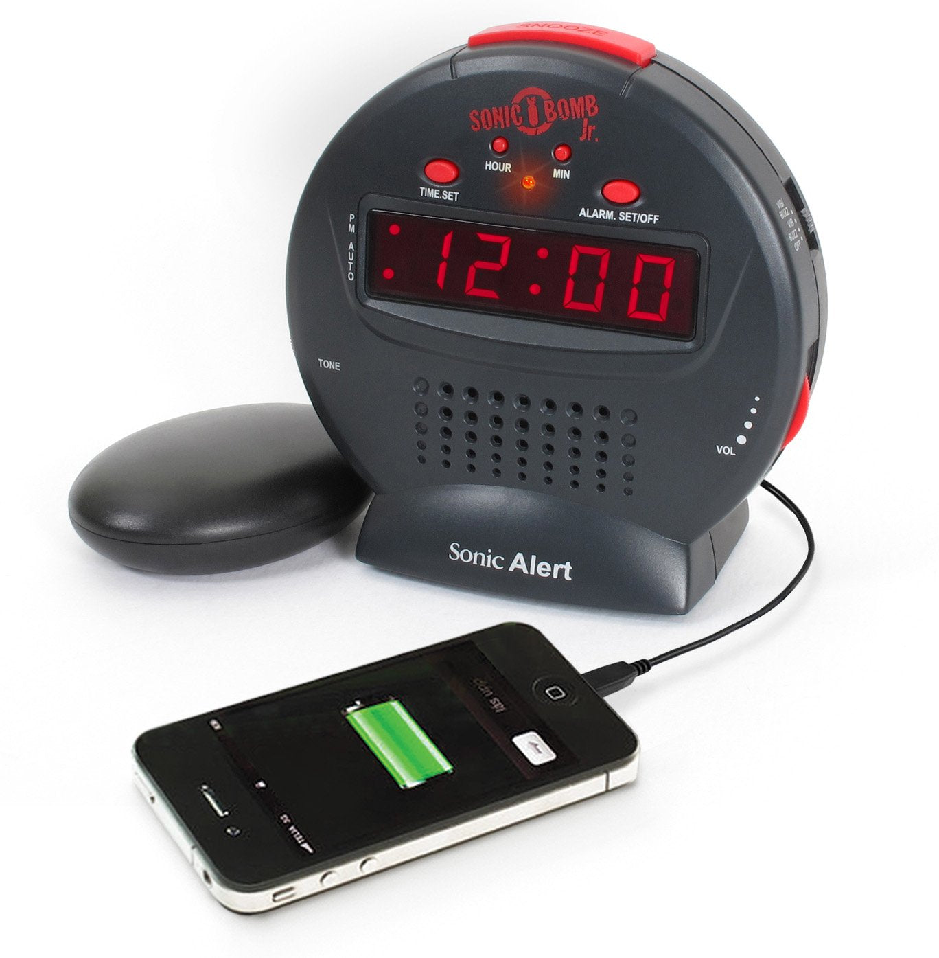 Sonic Alert Small Digital Alarm Clock with Battery Backup, Snooze, Full Range Brightness Dimmer, Outlet Powered Compact Clock fo
