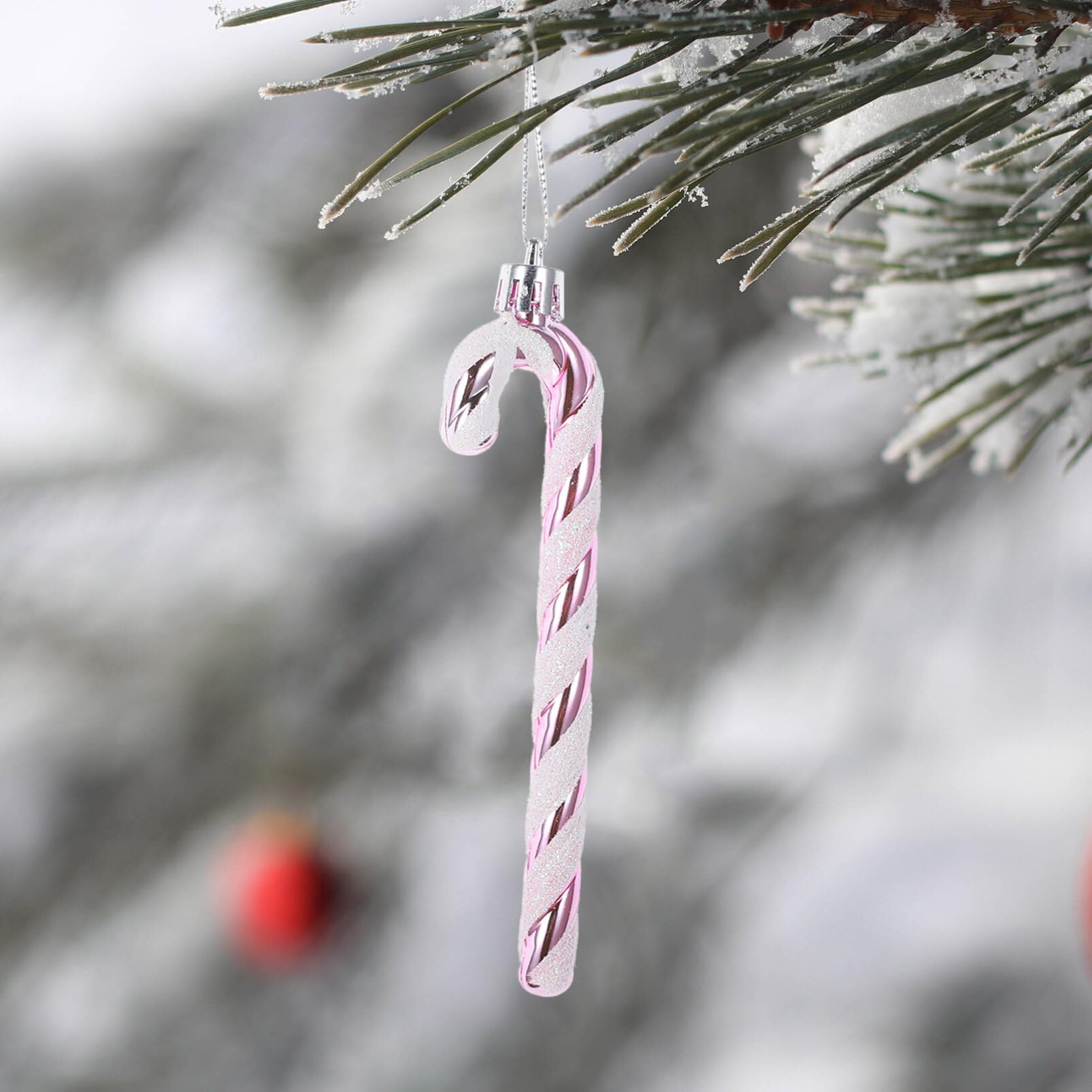 HOMSFOU 6pcs Plastic Candy Cane Ornaments for Christmas Tree Decoration Xmas Tree Hanging Props for Holiday Parties and Home Dec