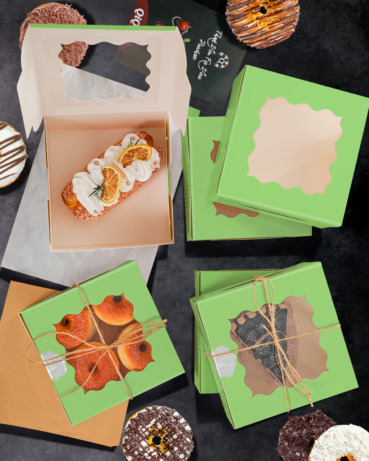 Qiqee Avocado Cookie Boxes With Window 36Packs 6X6X3 Avocado Bakery Box Pastry Box For Wedding Favor Birthday & Party