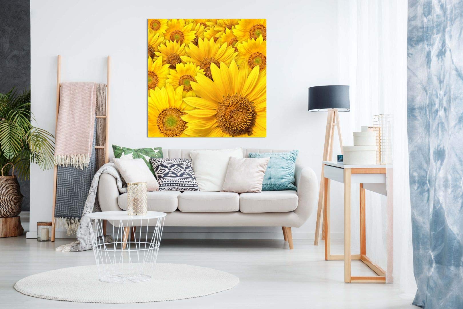Yellow Sunflower Canvas Wall Art Picture Print (16X16In)