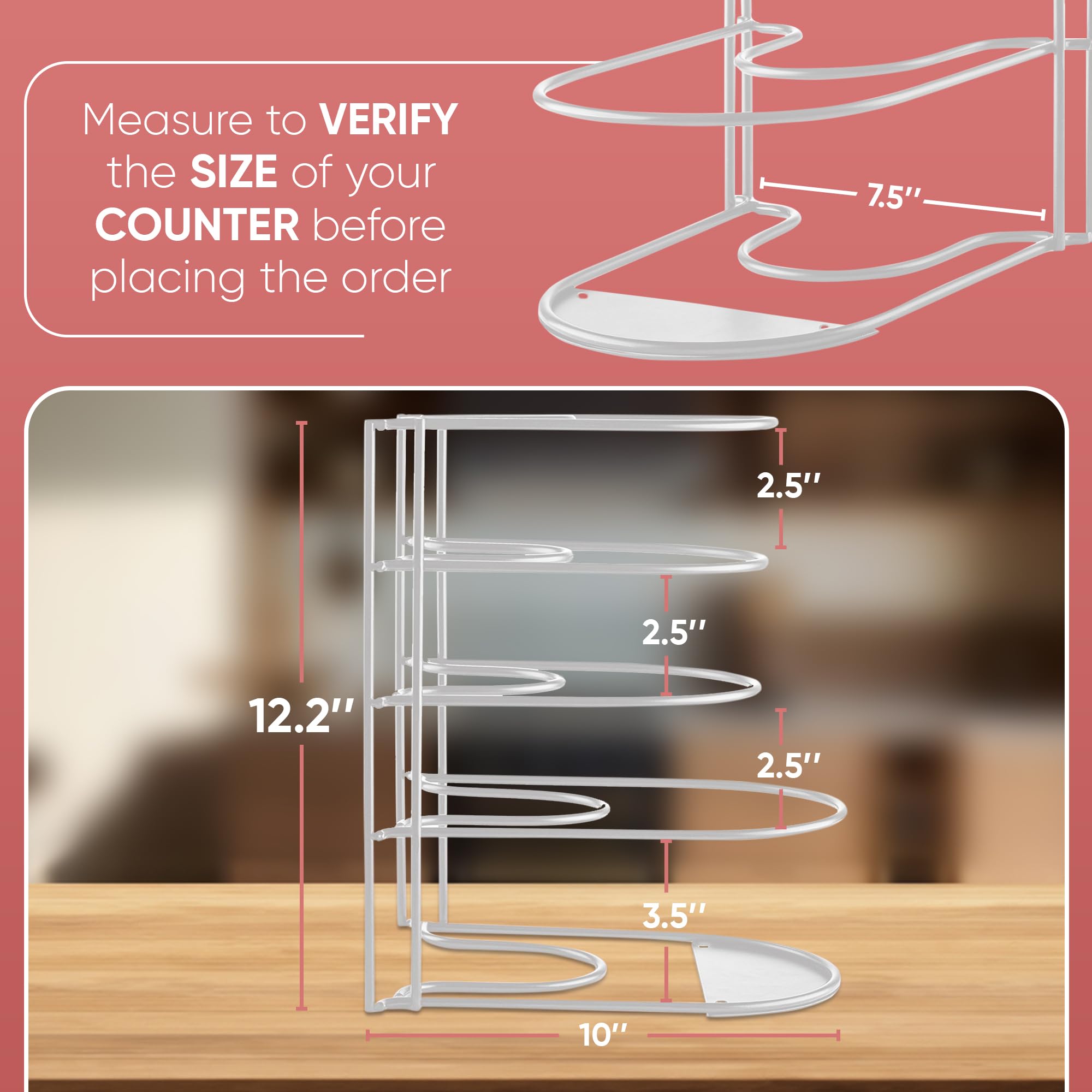 Extreme Matters Heavy-Duty Pots And Pans Organizer | 5-Tier Cookware & Lid Storage Rack | Free-Standing Or Wall-Mount | Kitchen