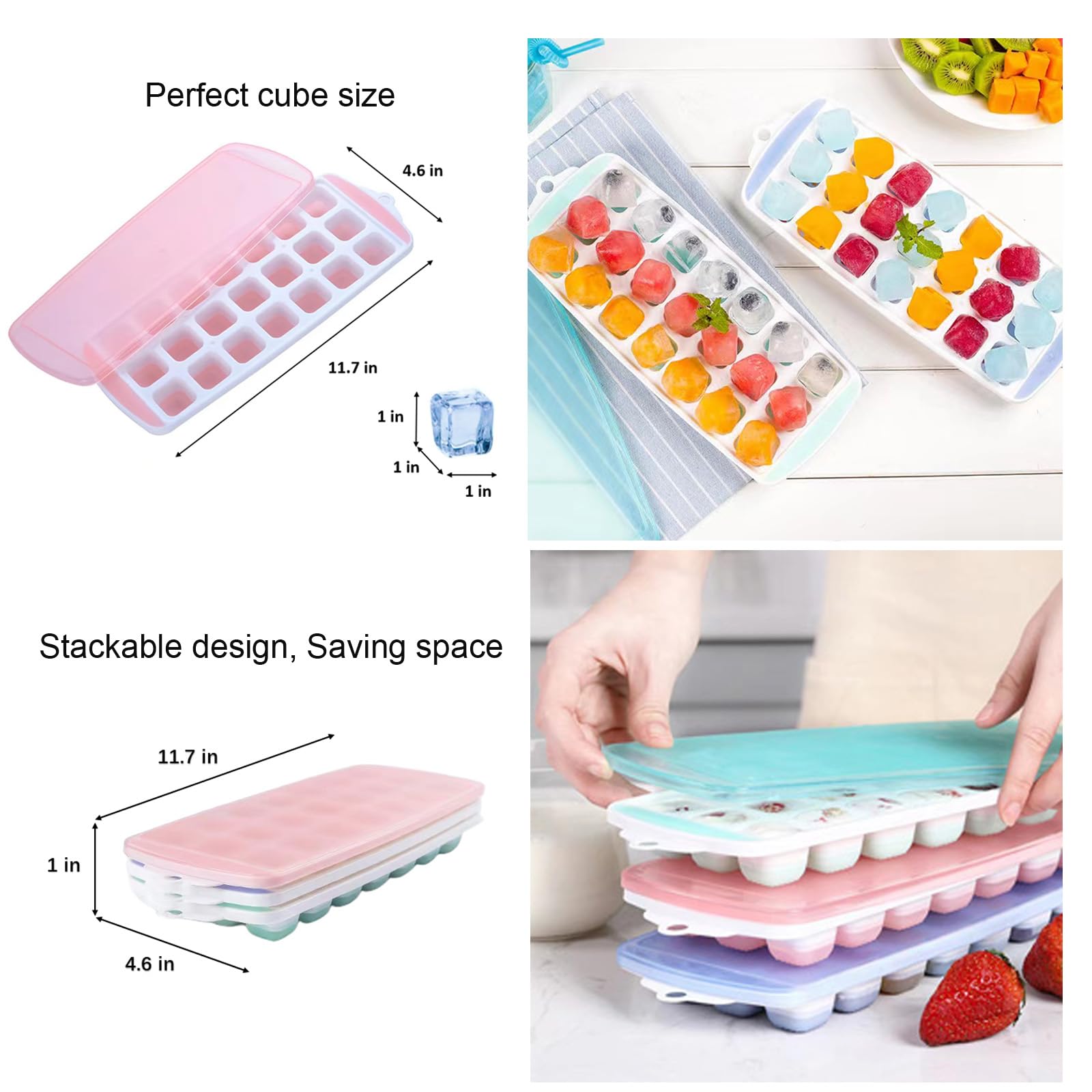 Small Ice Cube Trays With Lid For Freezer,Mini Ice Cube Trays For Freezer With Lid,Silicone Ice Cube Trays,Tiny Ice Cube Trays F