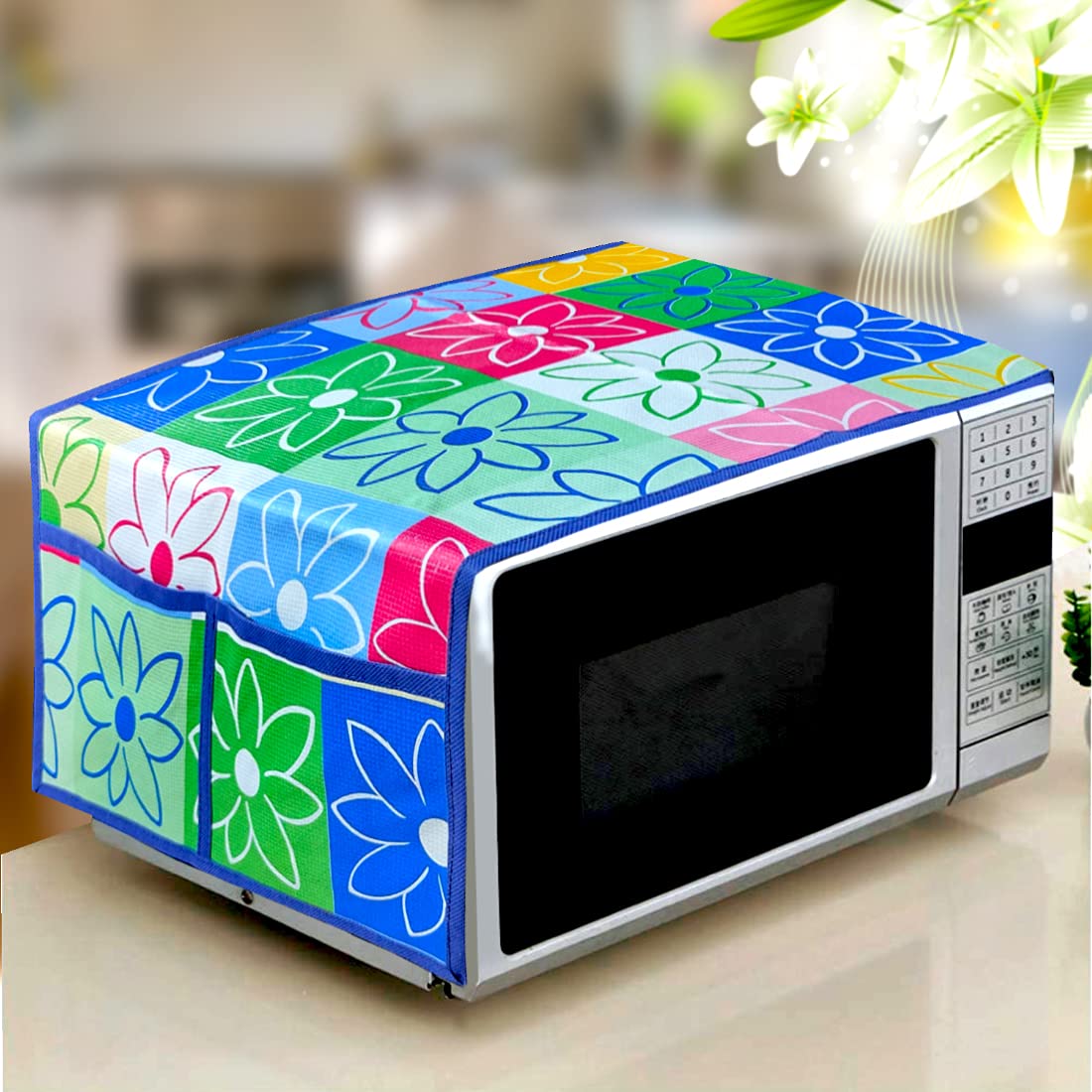 Kanushi Industries Microwave/Oven Top Cover With 4 Utility Pockets (Var-Micro-Nw-New-06-Top)
