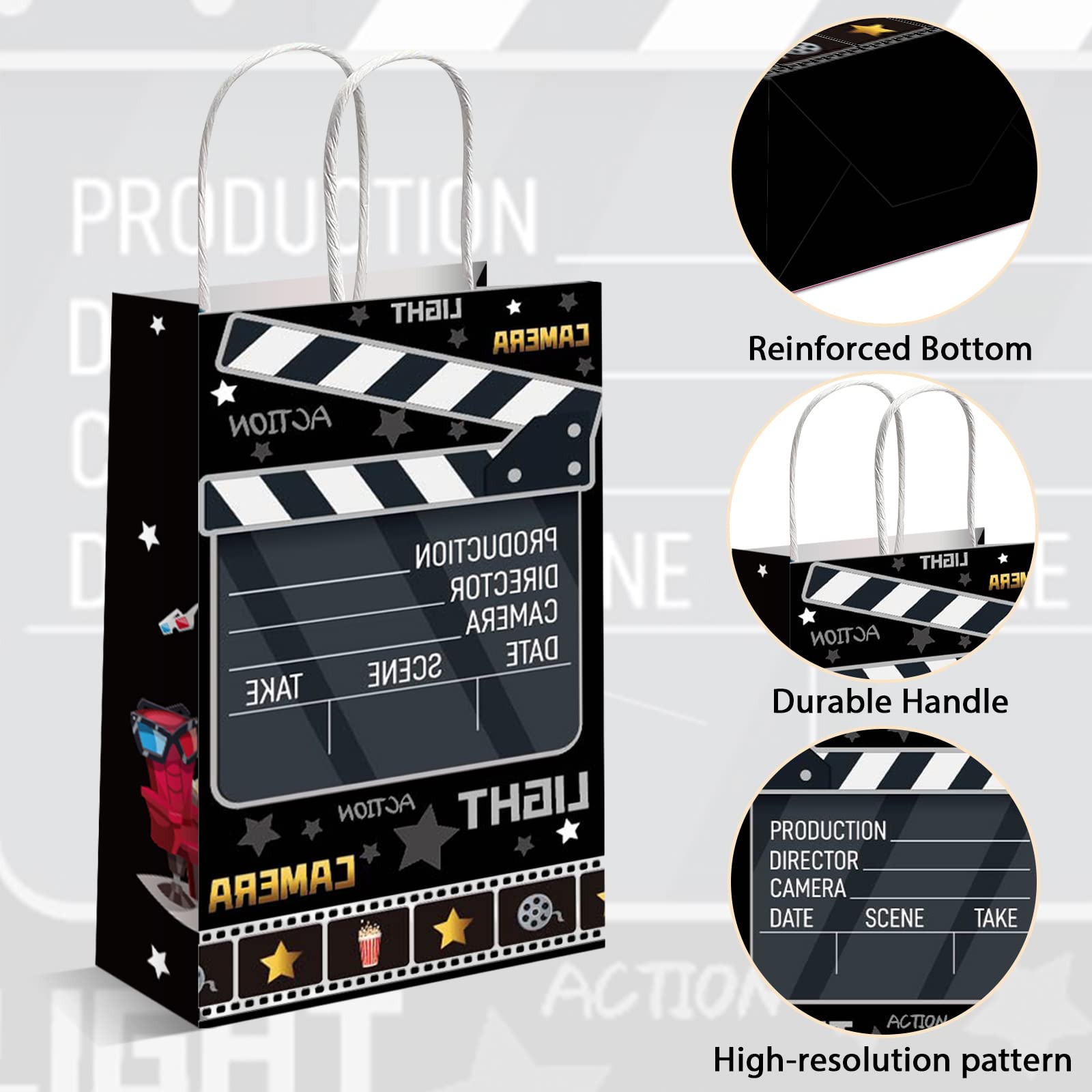 12 Pieces Movie Night Party Bags Now Showing Party Favor Gift Bags Movie Theater Party Treat Bags Movie Candy Goodie Bags For Fo