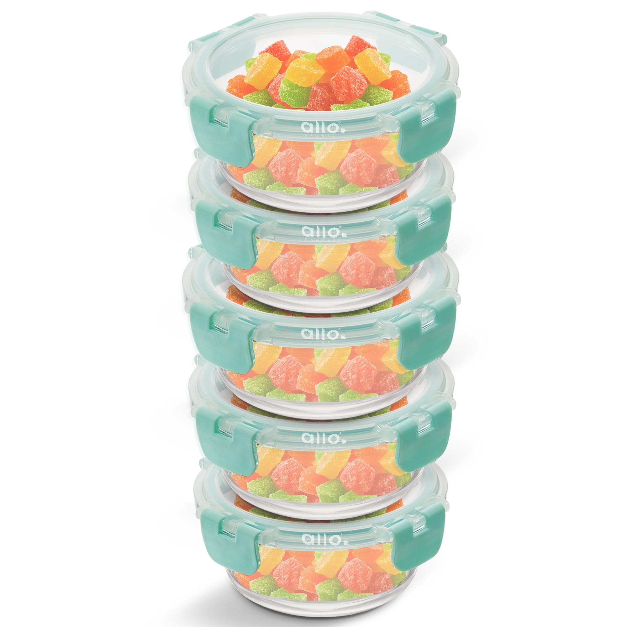 Allo Food Safe Glass Containers With Lids With Break Free Lock,Oven Microwave Safe Containers,High Borosilicate Meal Prep Glass 
