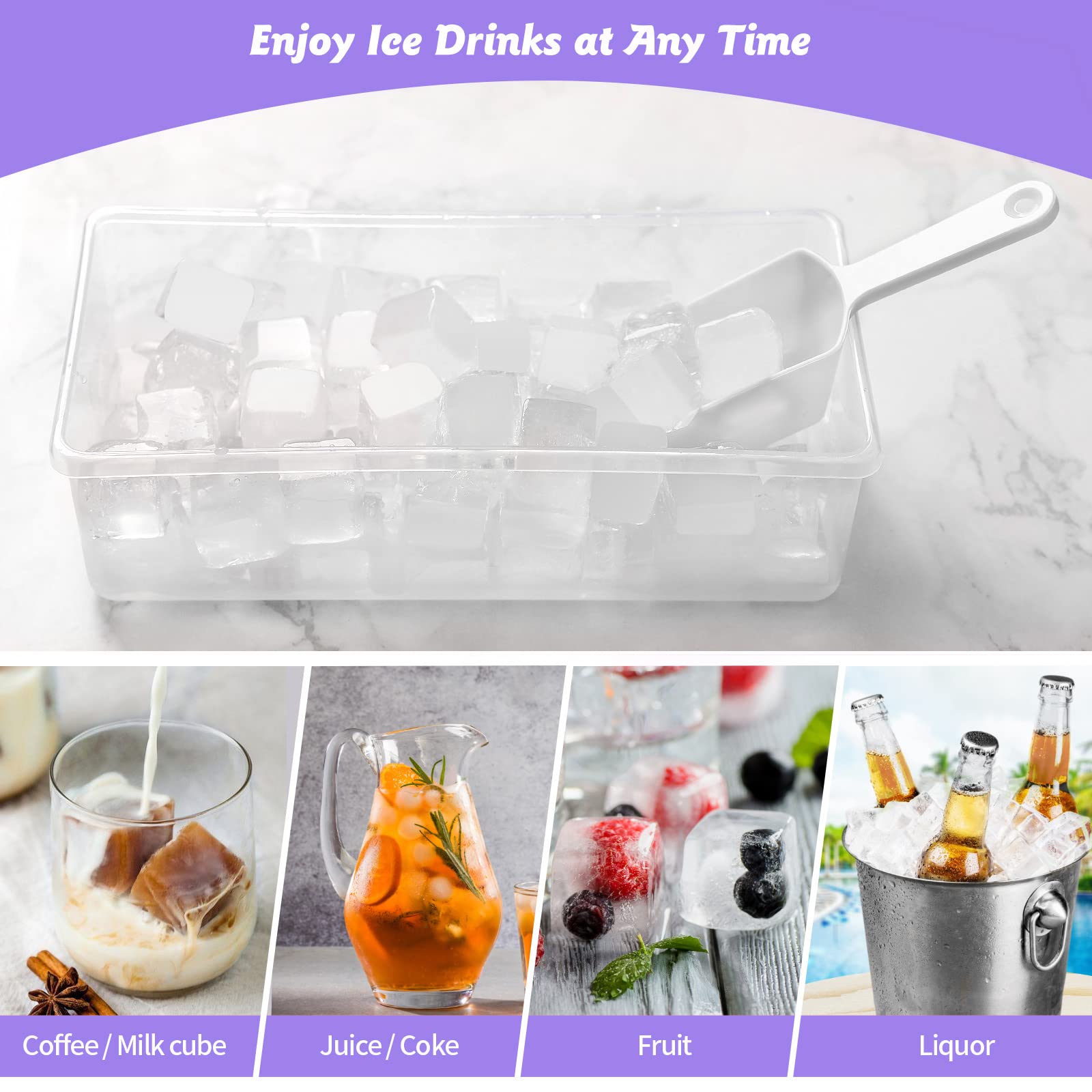 Food-Grade Silicone Ice Cube Tray With Lid And Storage Bin For Freezer, Easy-Release 36 Small Nugget Ice Tray With Spill-Resista