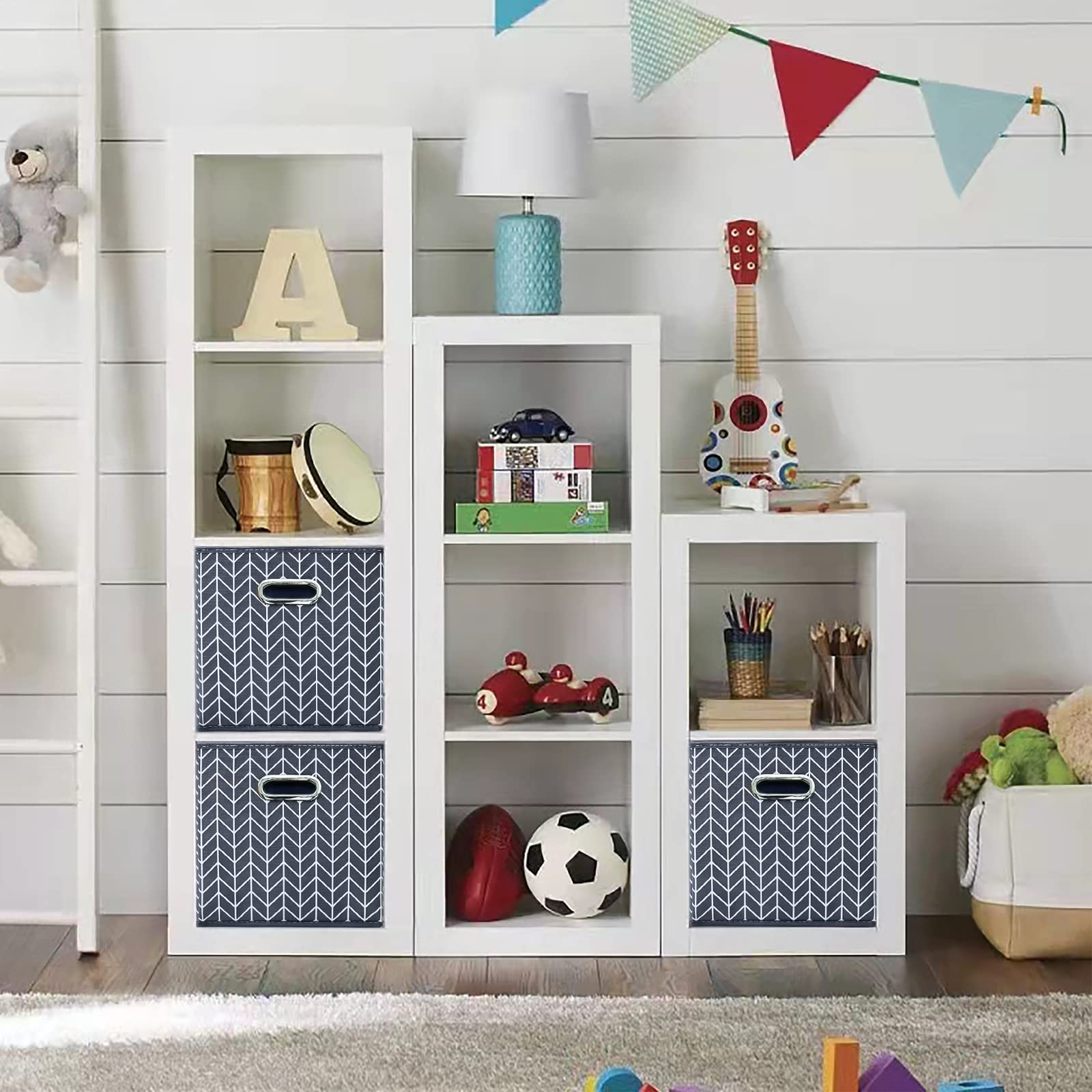 Yunkeeper 11 Inch Cube Storage Bins , Fabric Cube Organizer Bins With Handle, Foldable Cube Bins For Cloth Or Accessary Storage,