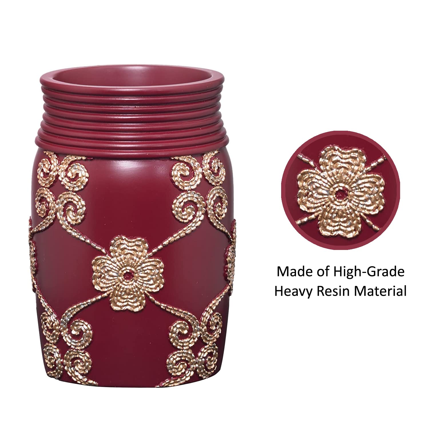 Popular Bath Tumbler, Vlegant Rosa Collection, Burgundy/Gold