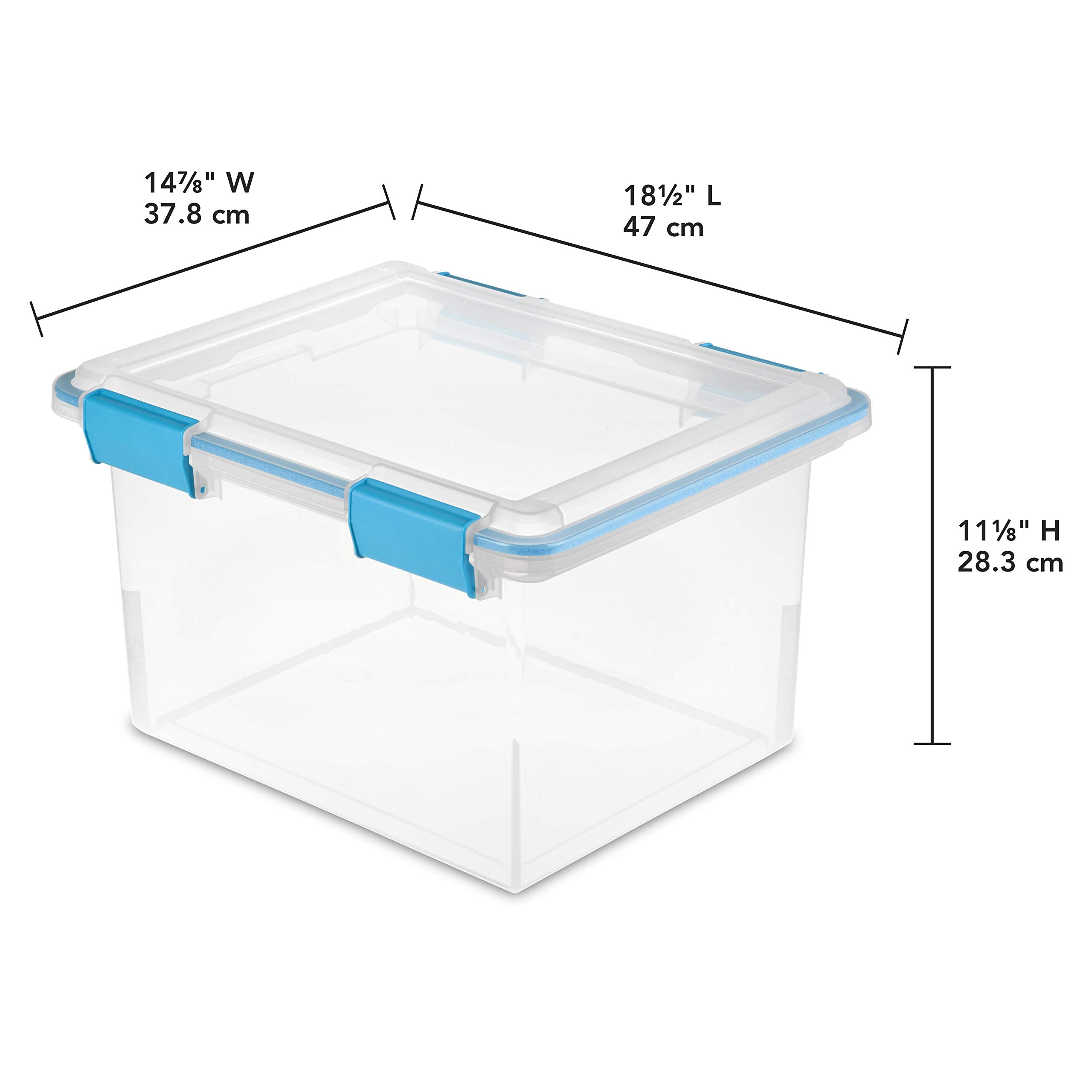 Sterilite 32 Qt Gasket Box, Stackable Storage Bin With Latching Lid And Tight Seal, Plastic Container To Organize Files, Clear B
