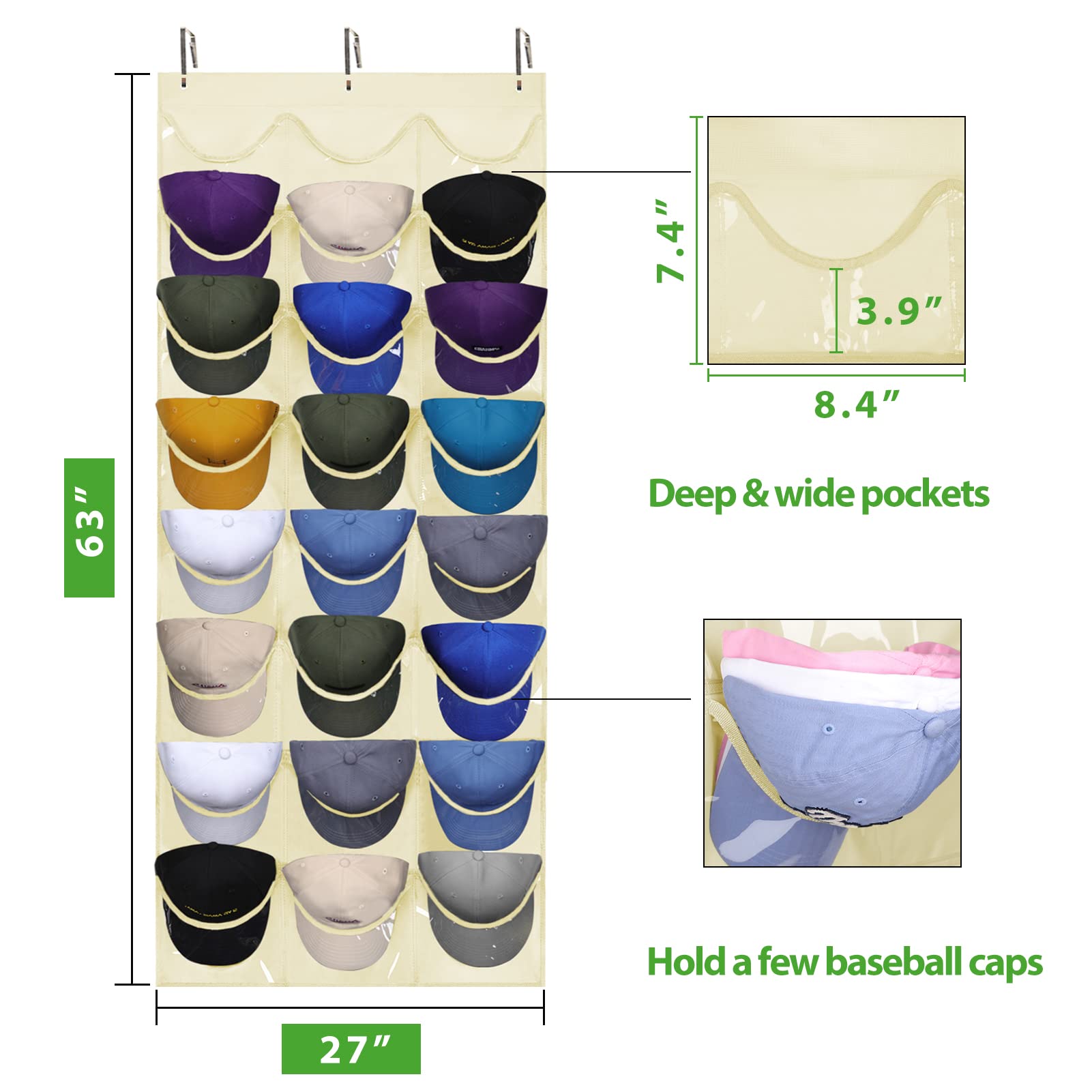 Dofilachy Hat Rack - Hat Organizer - Hat Racks For Baseball Caps, Visible Hat Holder - Baseball Hat Rack For Wall Door With 3 Ho
