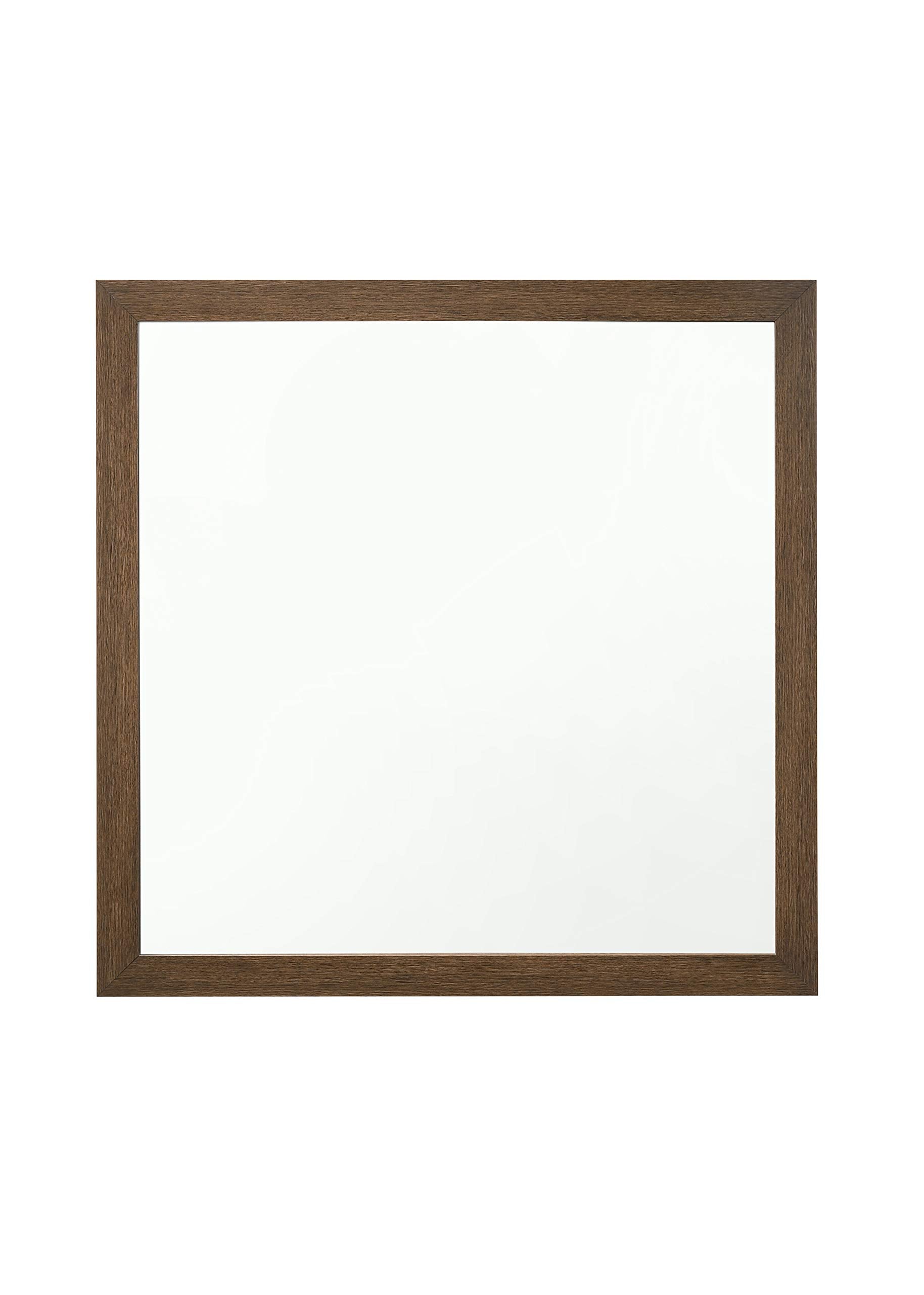 Acme Miquell Contemporary Wood Frame Bedroom Square Mirror in Oak