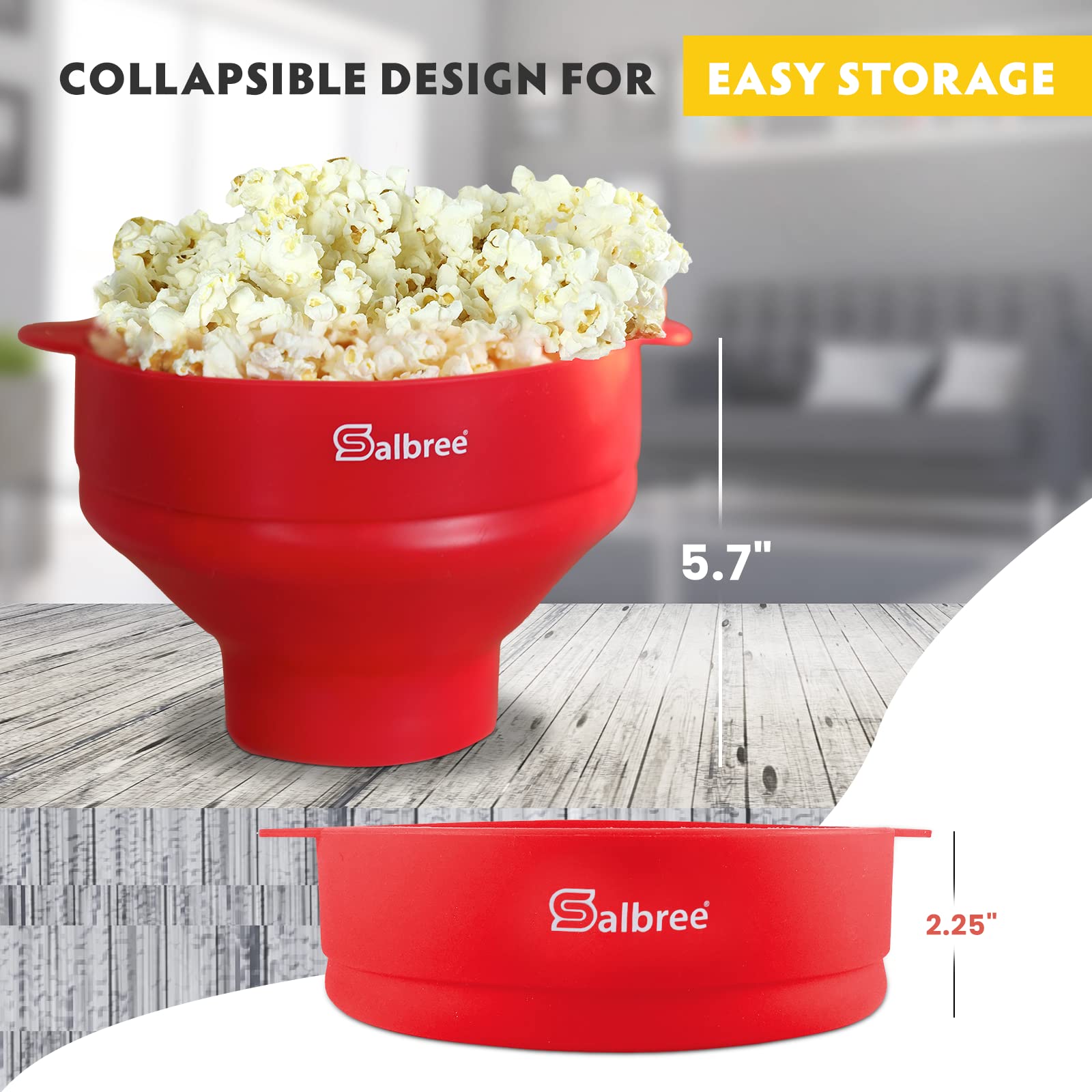 The Original Salbree Microwave Popcorn Popper Machine  Silicone Popcorn Maker  Collapsible Microwavable Bowl - Hot Air Popper - No Oil Required - The Most Colors Available (Turquoise)