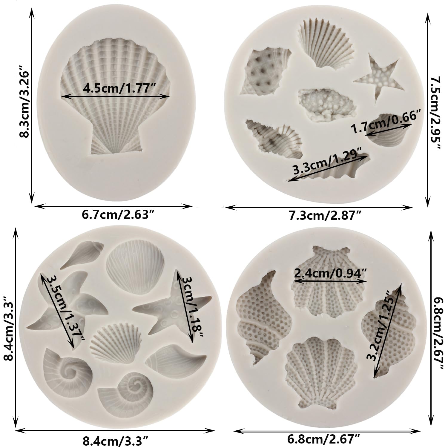 Sijiangmold Marine Theme Fondant Molds Seashell Conch Starfish Coral Silicone Mold For Cake Decorating Chocolate Candy Cupcake T